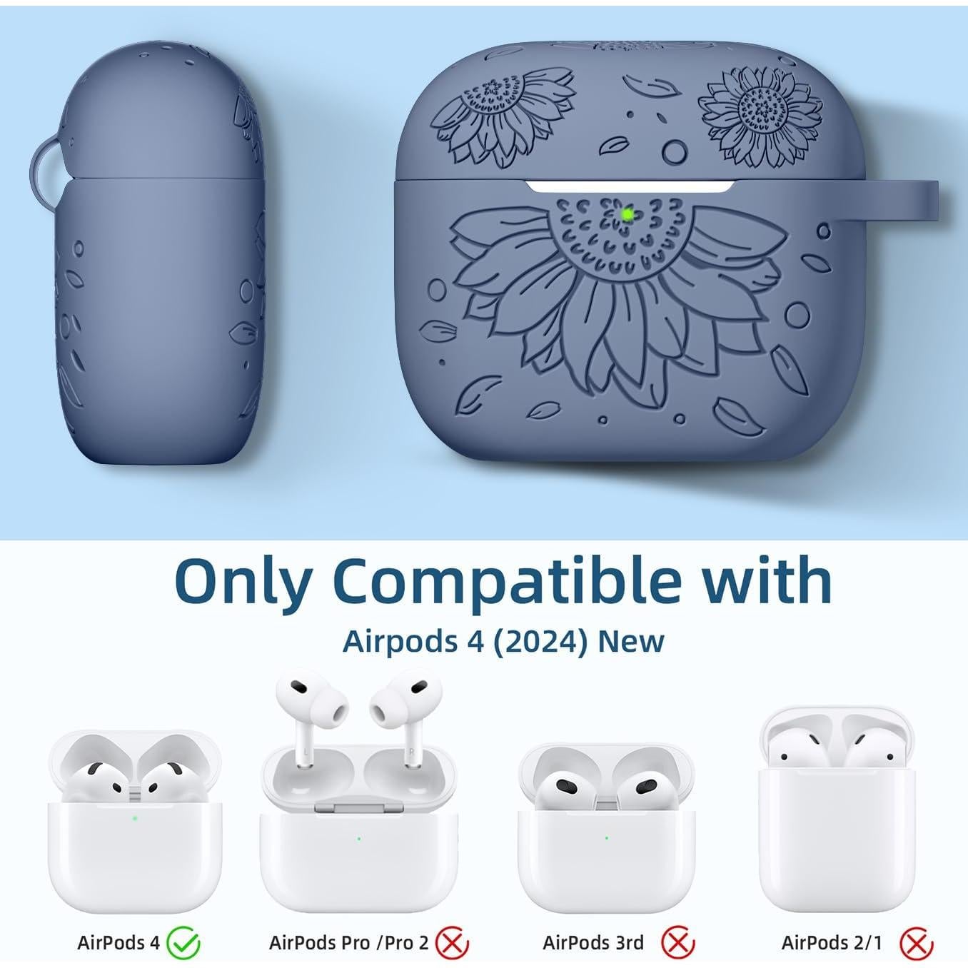 Funda de Silicona IMIVIO para AirPods 4ta Generación Azul Gris