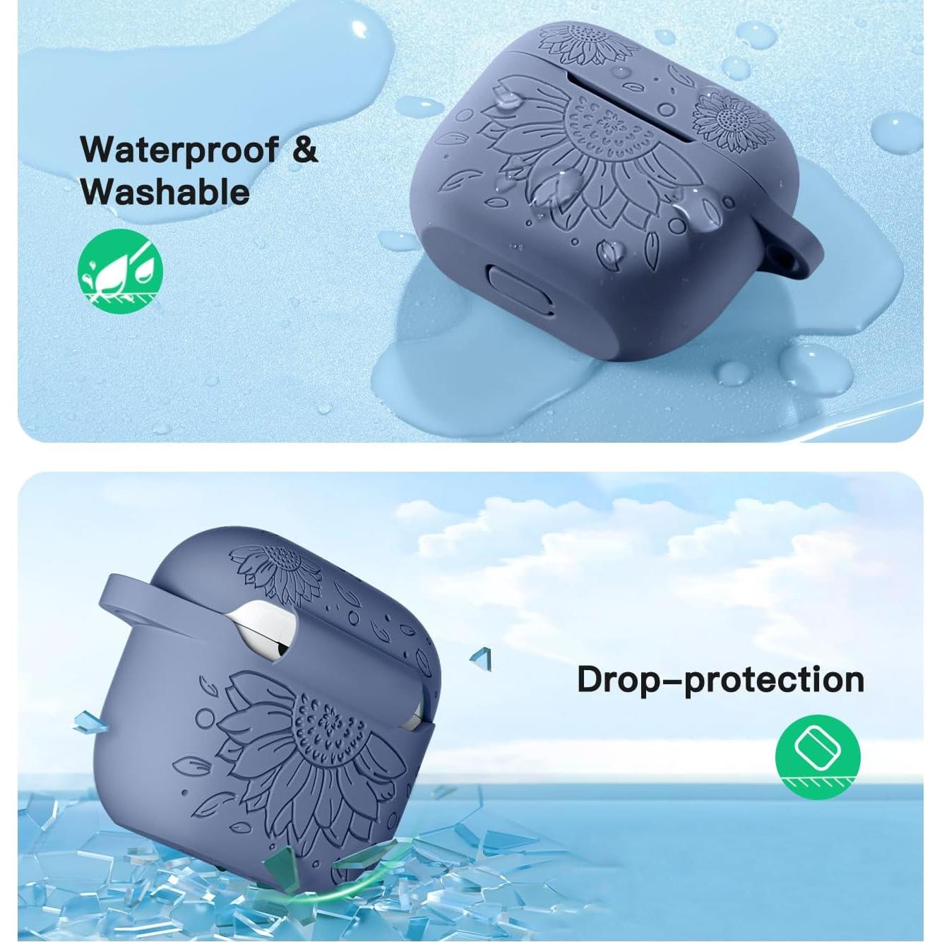 Funda de Silicona IMIVIO para AirPods 4ta Generación Azul Gris