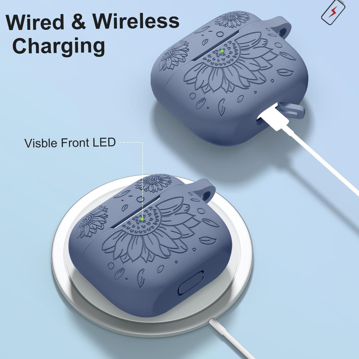 Funda de Silicona IMIVIO para AirPods 4ta Generación Azul Gris