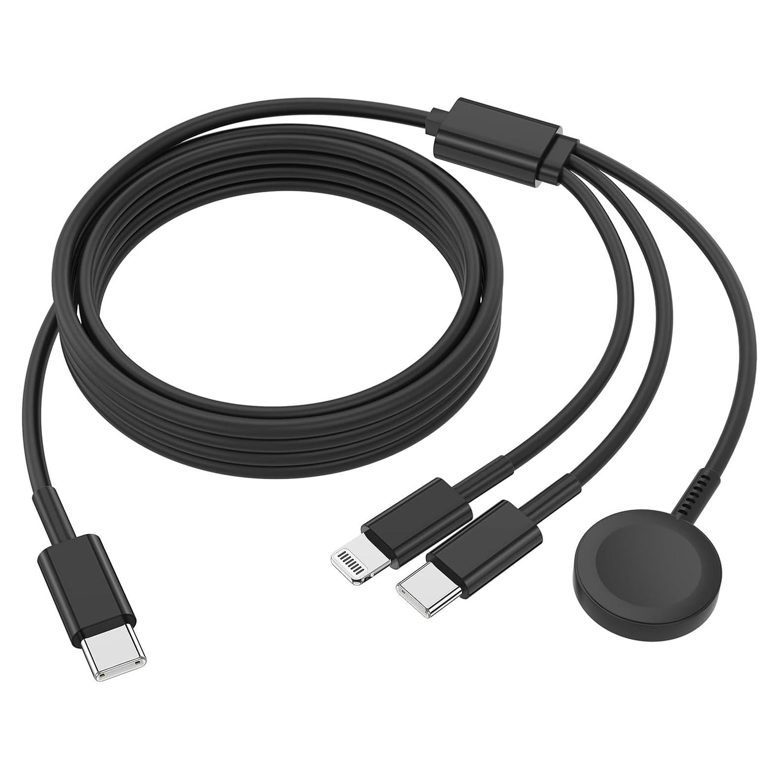 Cargador Magnético 3 en 1 QZIIW USB C 1.8m para Apple Watch