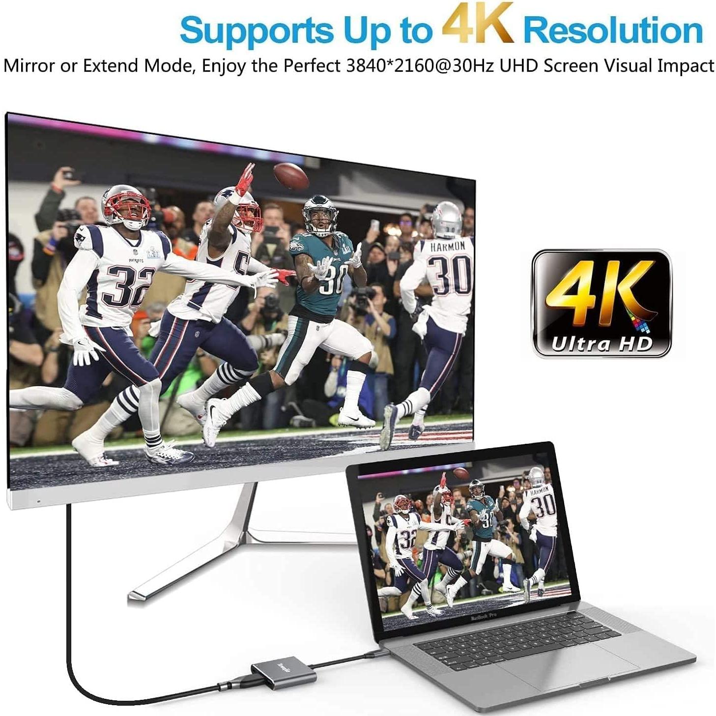 Adaptador Multiport USB C a HDMI Tuwejia 4K USB 3.0 Gris