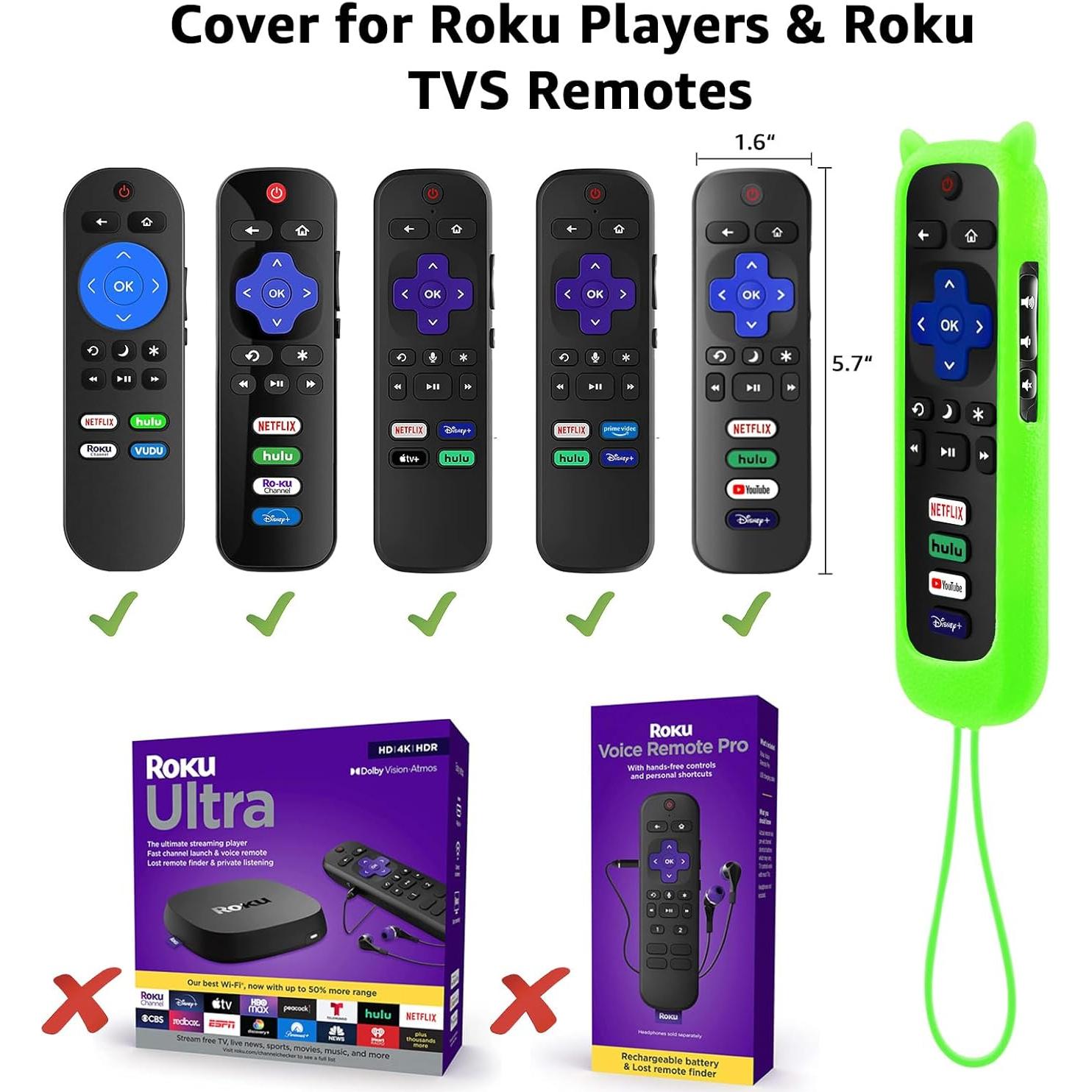 Funda de Silicona para Control Remoto Roku SOTATOO Brillo Verde Azul