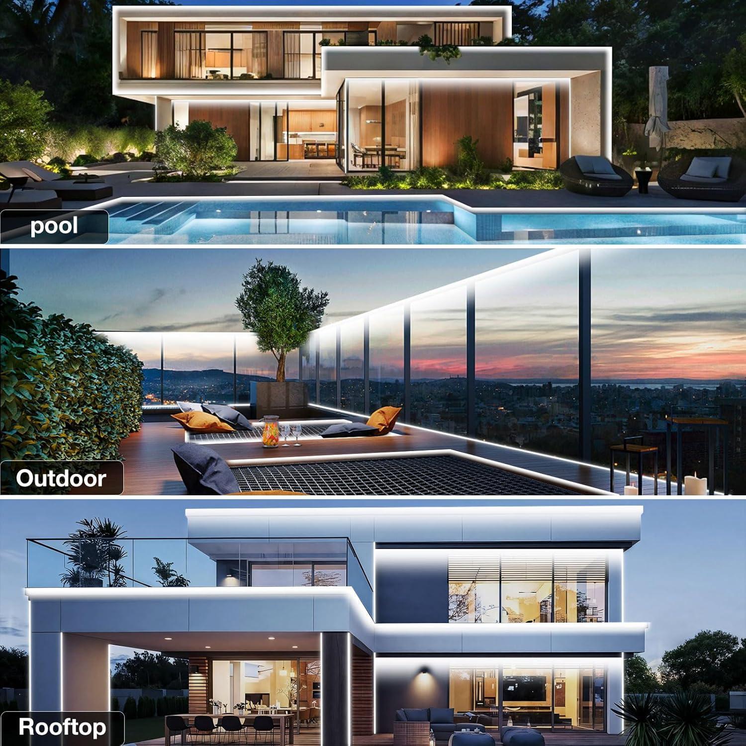 Tira LED COB 100 pies Talkhigh IP68 Regulable 6500K Exterior