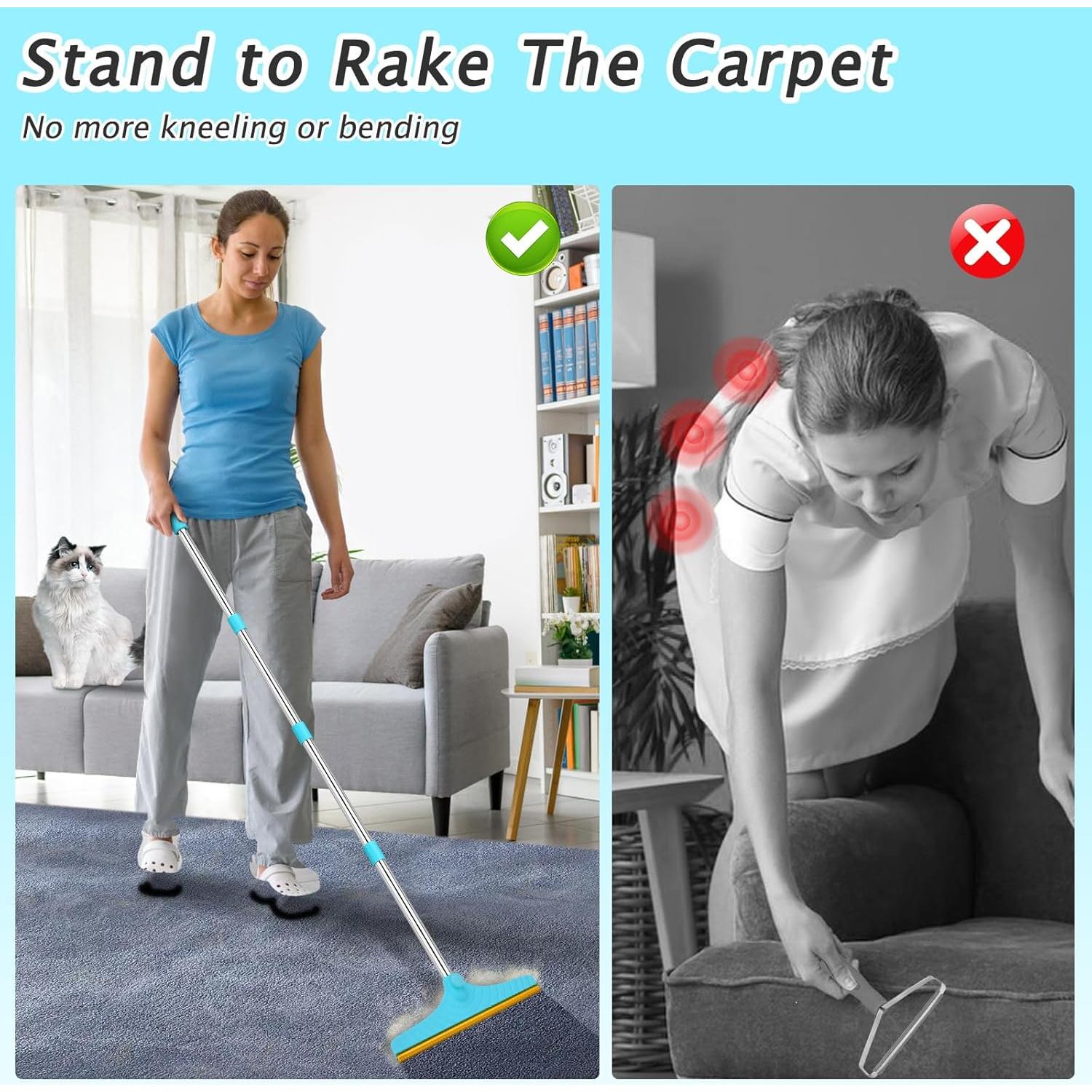 Rastrillo de Alfombra Eaersan 60" Ajustable para Pelo de Mascotas