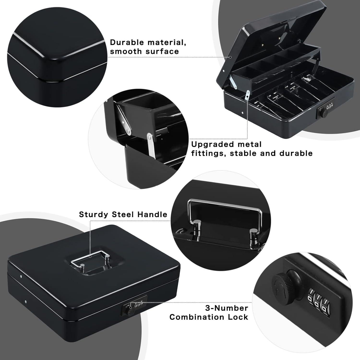 Caja de Efectivo Xydled con Cerradura de Combinación 30x24x9cm