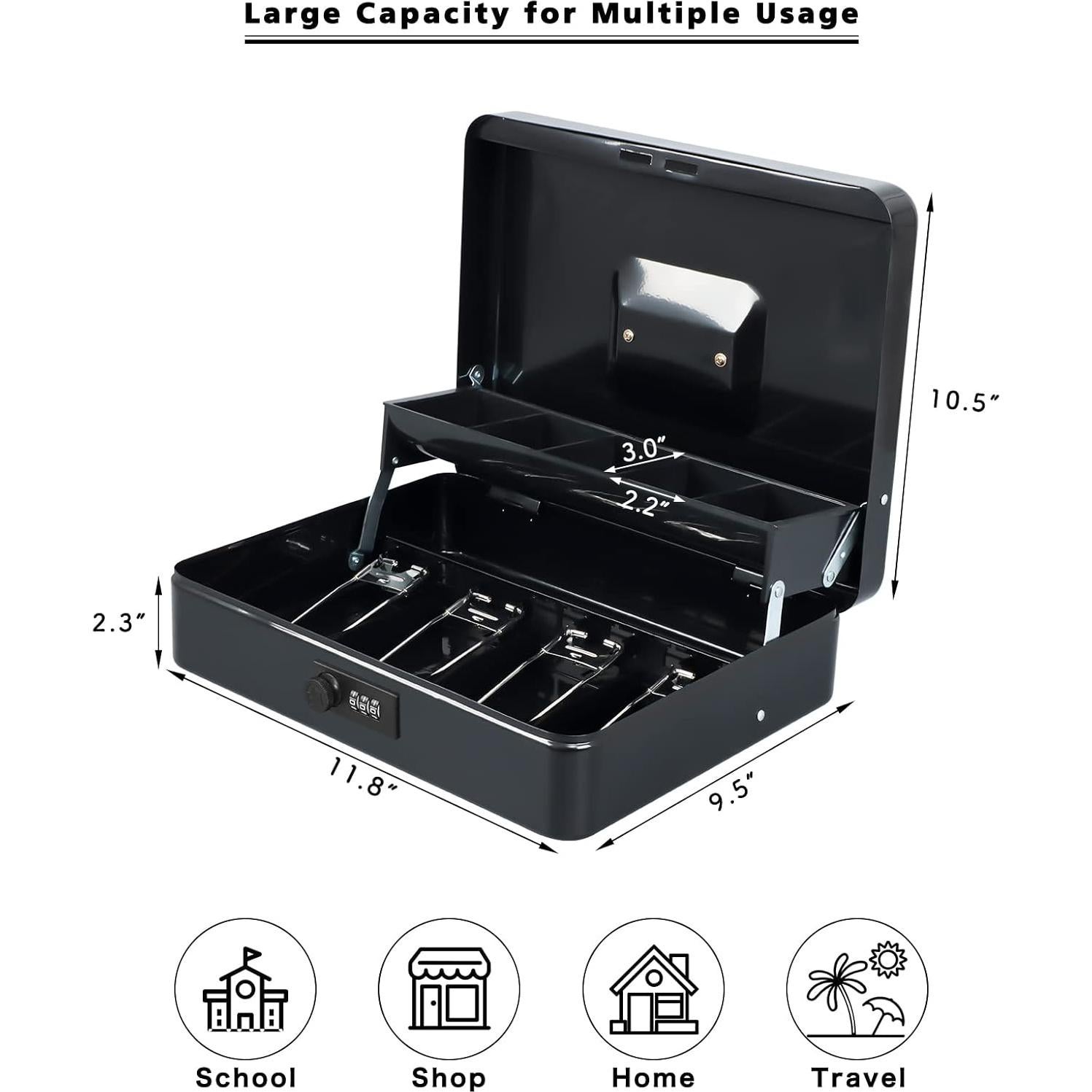 Caja de Efectivo Xydled con Cerradura de Combinación 30x24x9cm