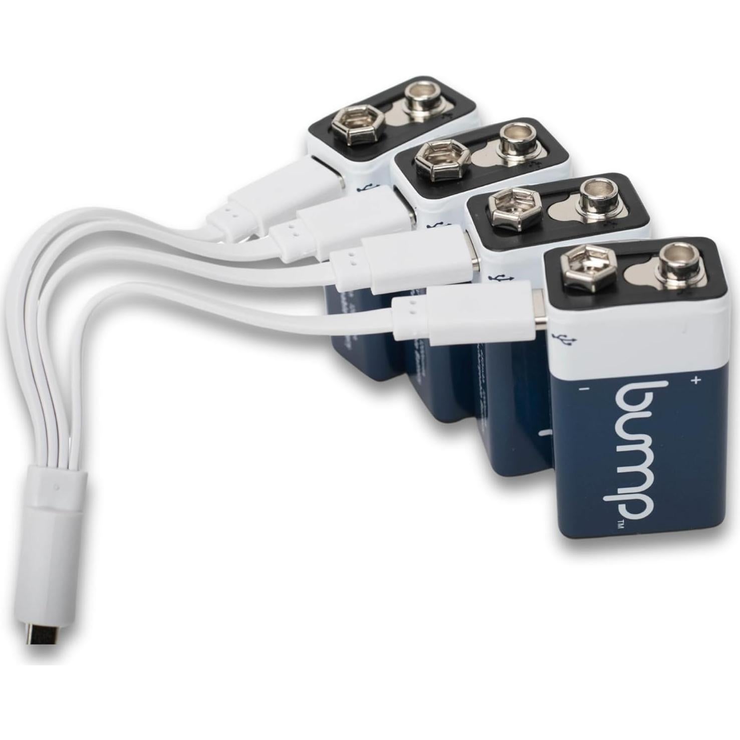 Baterías Recargables 9V Bump - Paquete de 4 con Carga USB-C