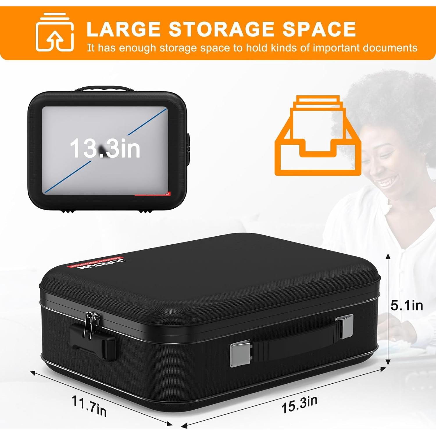 Caja de Documentos a Prueba de Fuego JUNDUN 39x29cm con Cerradura