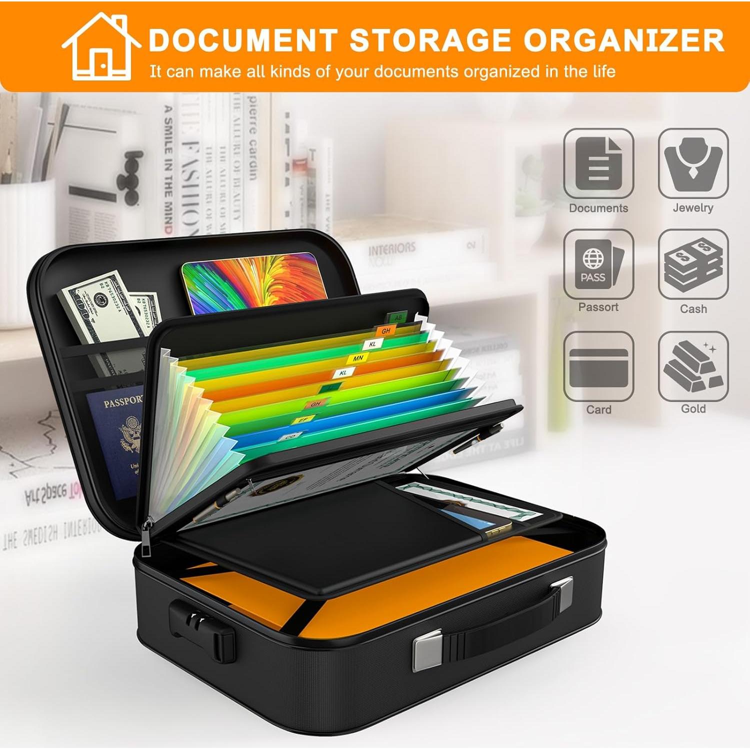 Caja de Documentos a Prueba de Fuego JUNDUN 39x29cm con Cerradura