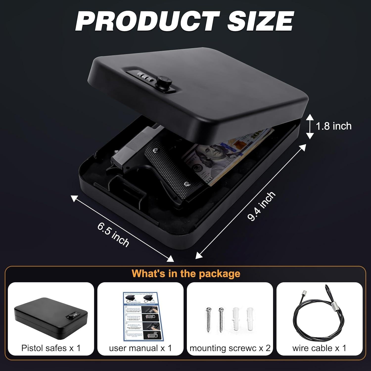 Caja Fuerte Portátil para Pistolas PACOLO - Acero 29x19.6x7.1cm