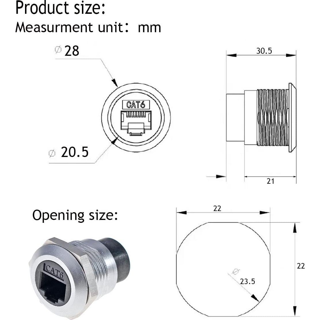 Acoplador RJ45 CAT6 PENGLIN 2PCS Femenino a Femenino