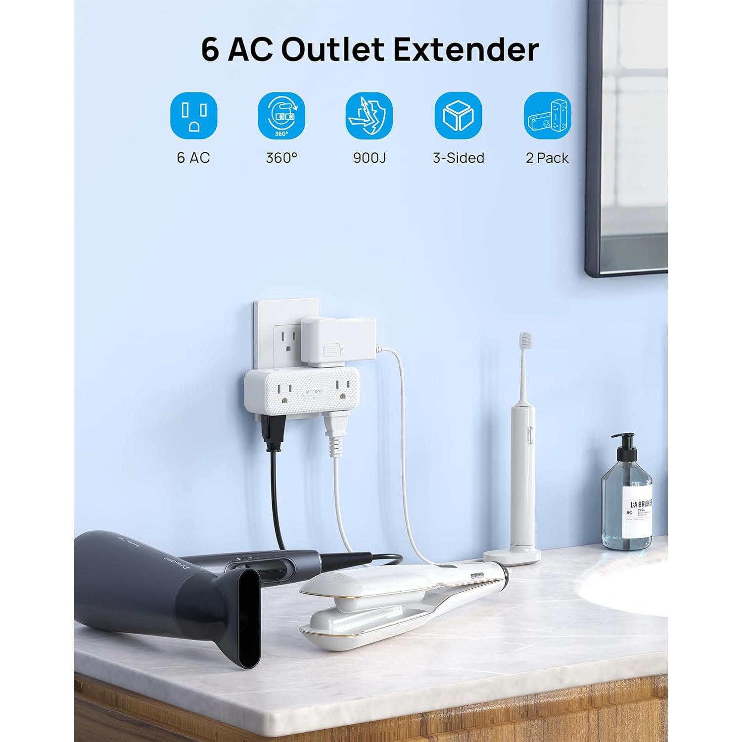 Extensor de Enchufe TROND 6 Salidas Rotatorio 360° 900J