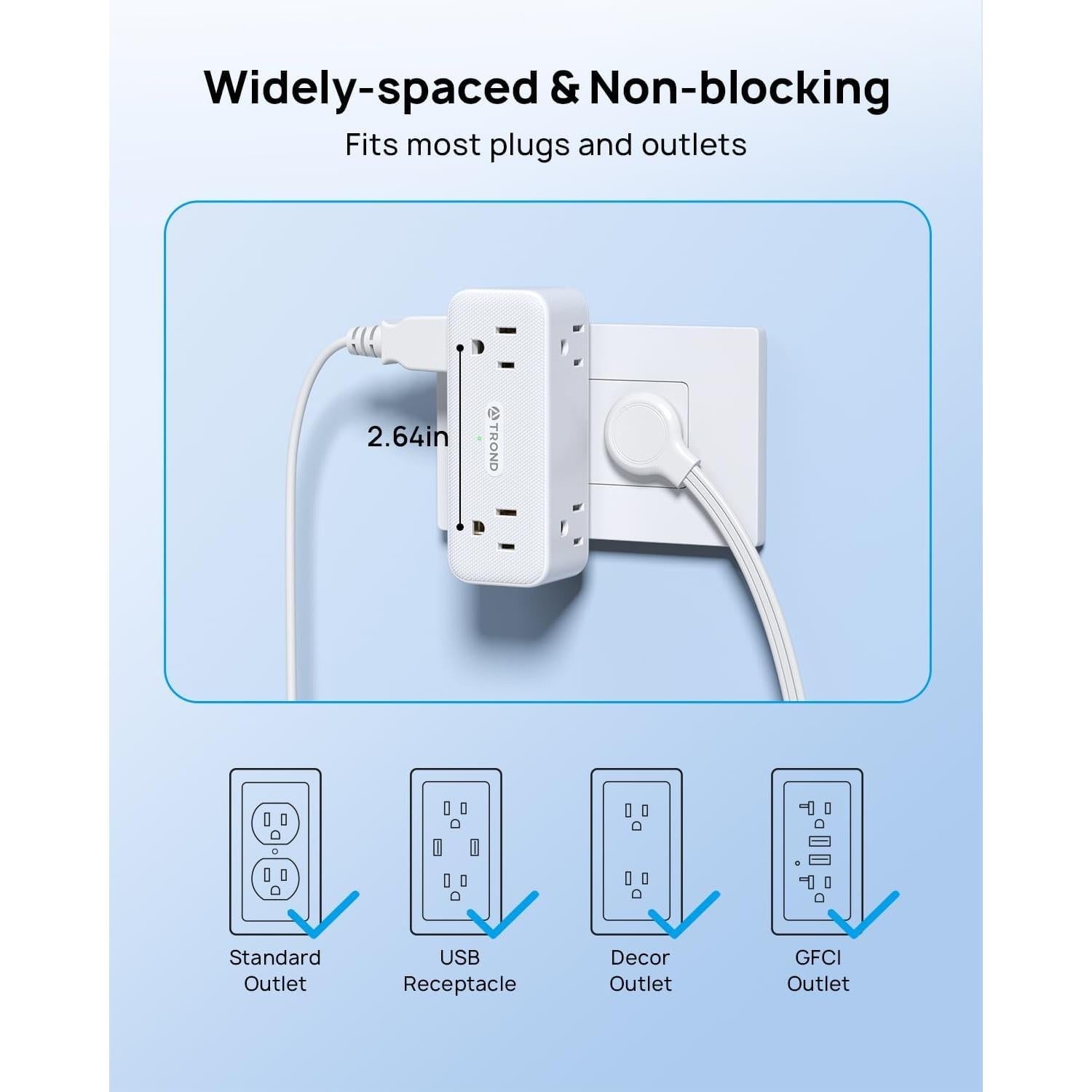 Extensor de Enchufe TROND 6 Salidas Rotatorio 360° 900J