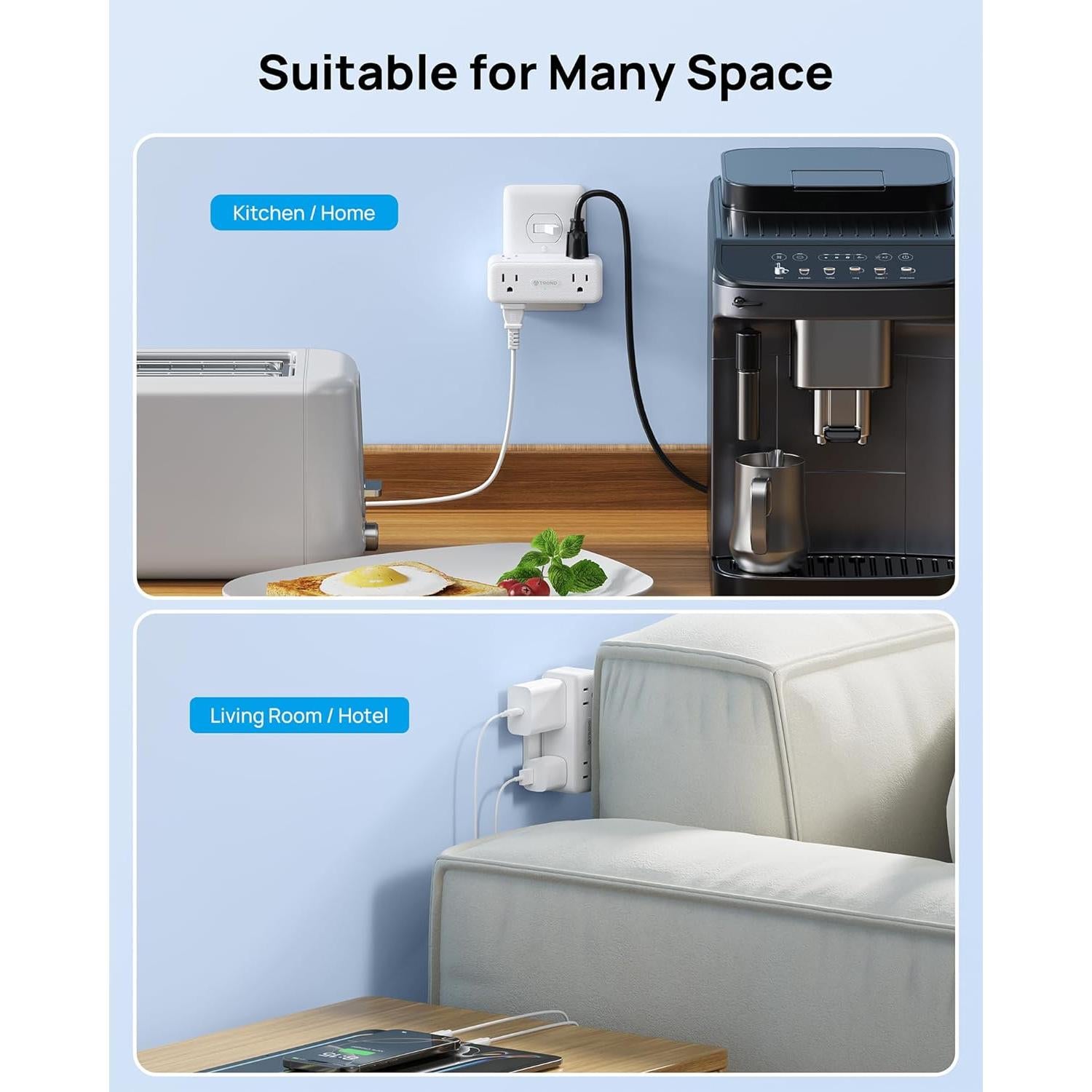 Extensor de Enchufe TROND 6 Salidas Rotatorio 360° 900J