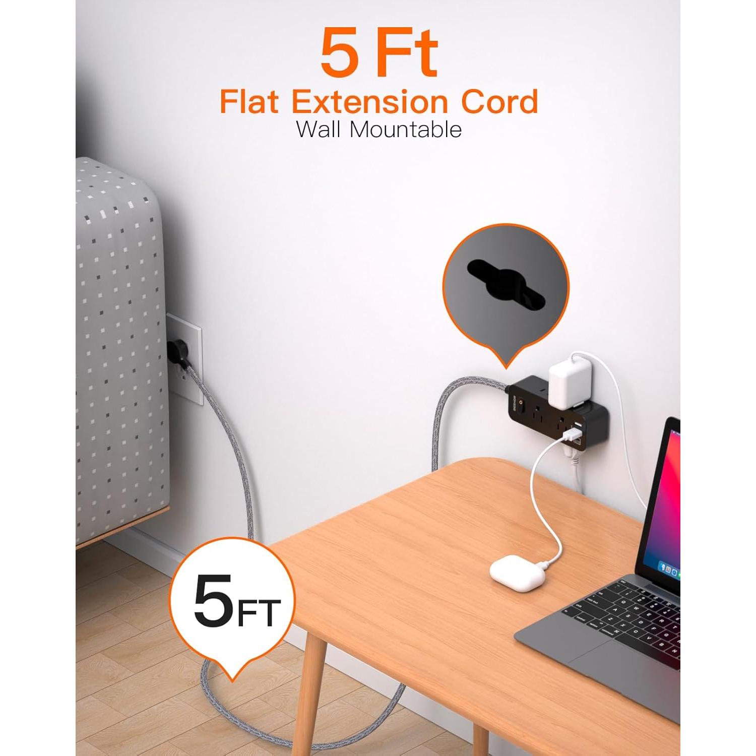 Tira de Alimentación BESHON 5FT con 6 Salidas y 3 USB