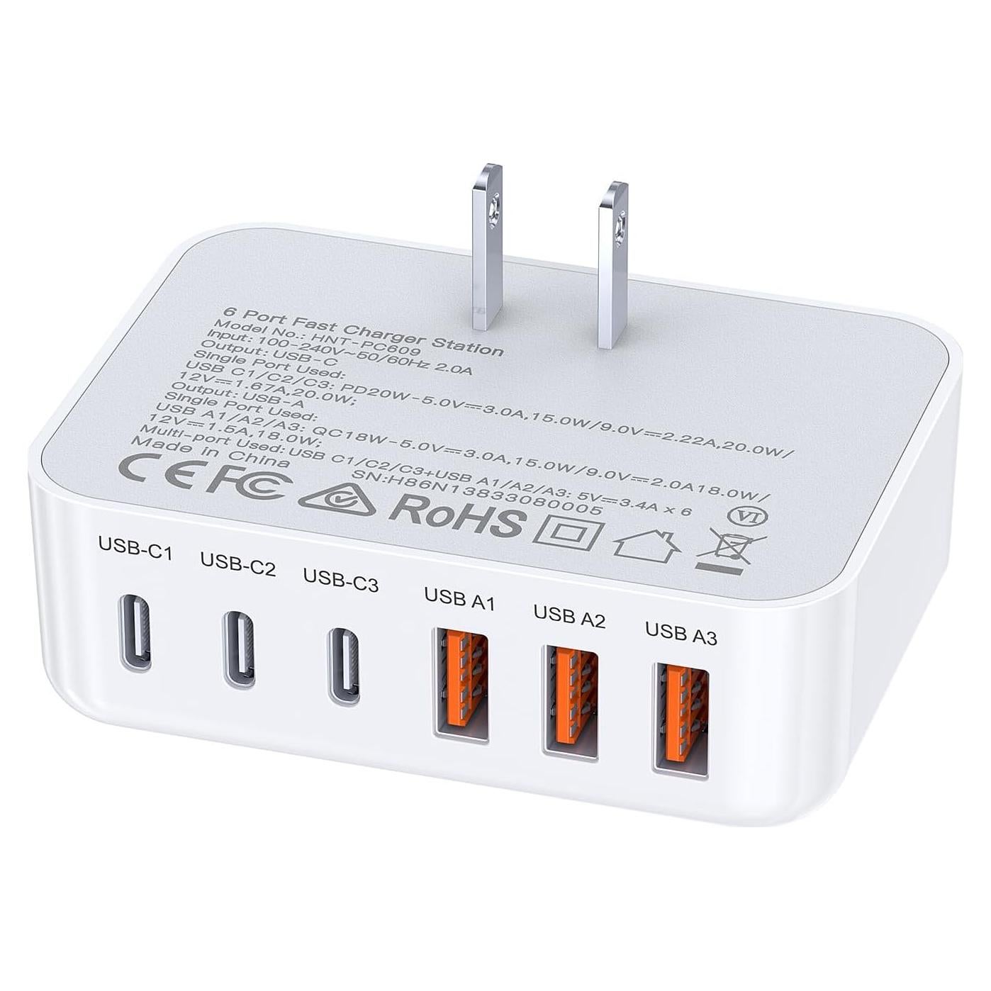 Cargador de Pared USB C 100W 6 Puertos Rápido Shenzhen