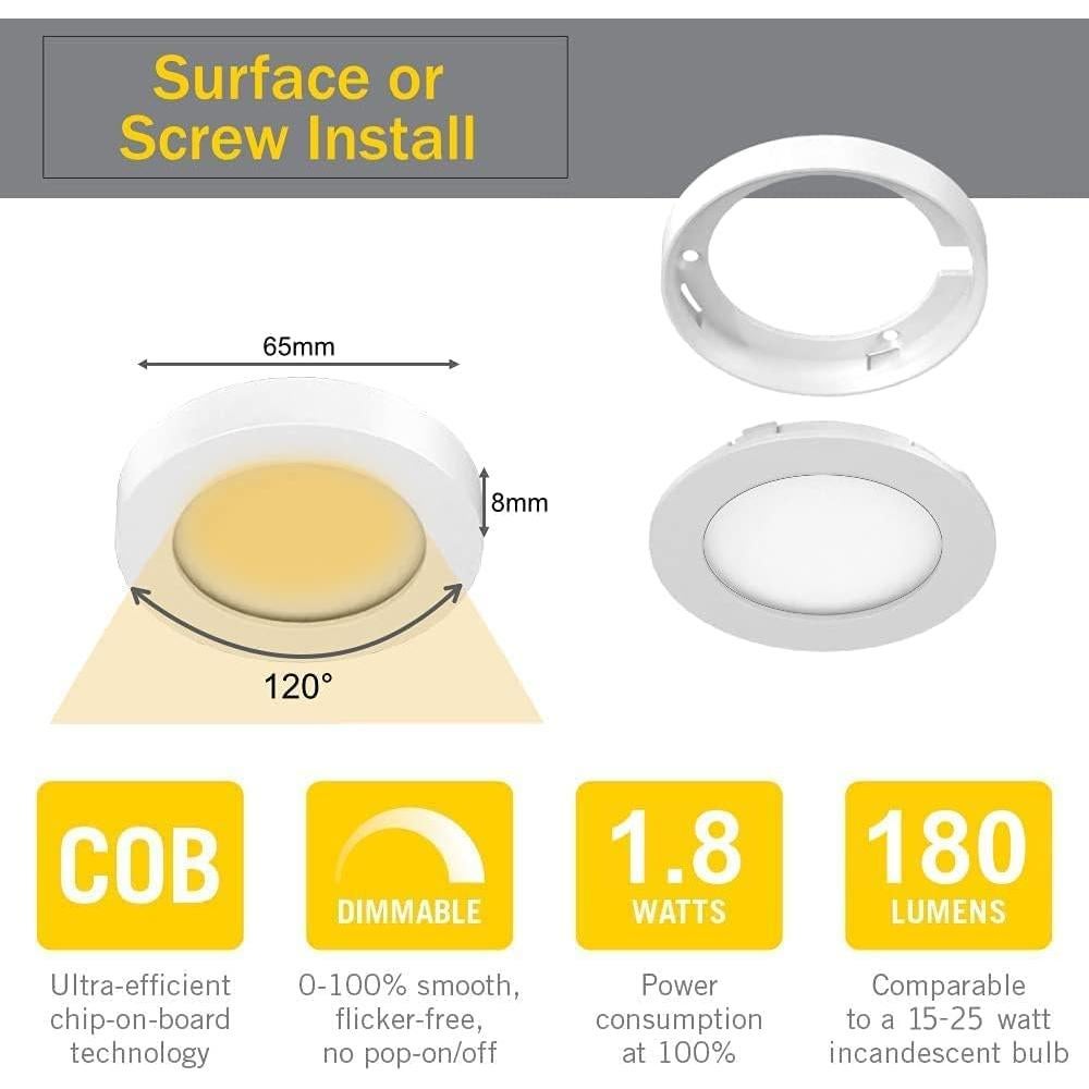 Luces LED Bajo Gabinete VST 6 Piezas 3000K 12V 2W Interruptor Táctil