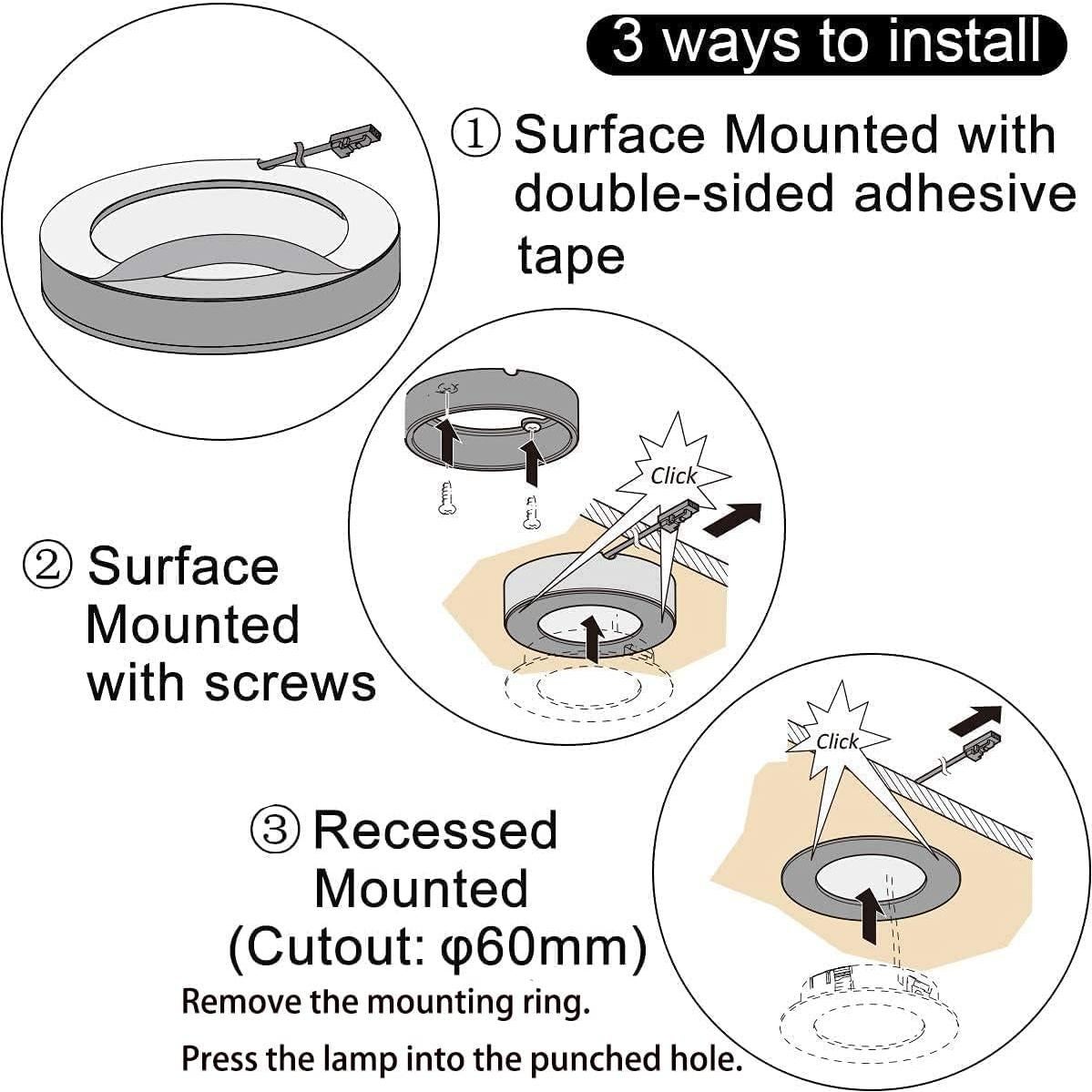Luces LED Bajo Gabinete VST 6 Piezas 3000K 12V 2W Interruptor Táctil