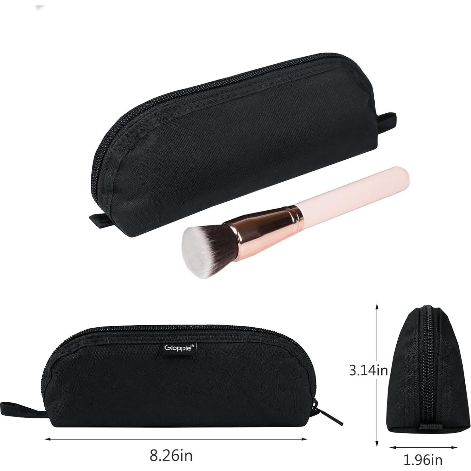 Soporte de Brochas de Maquillaje Gloppie Negro - Estuche Portátil para 10 Brochas