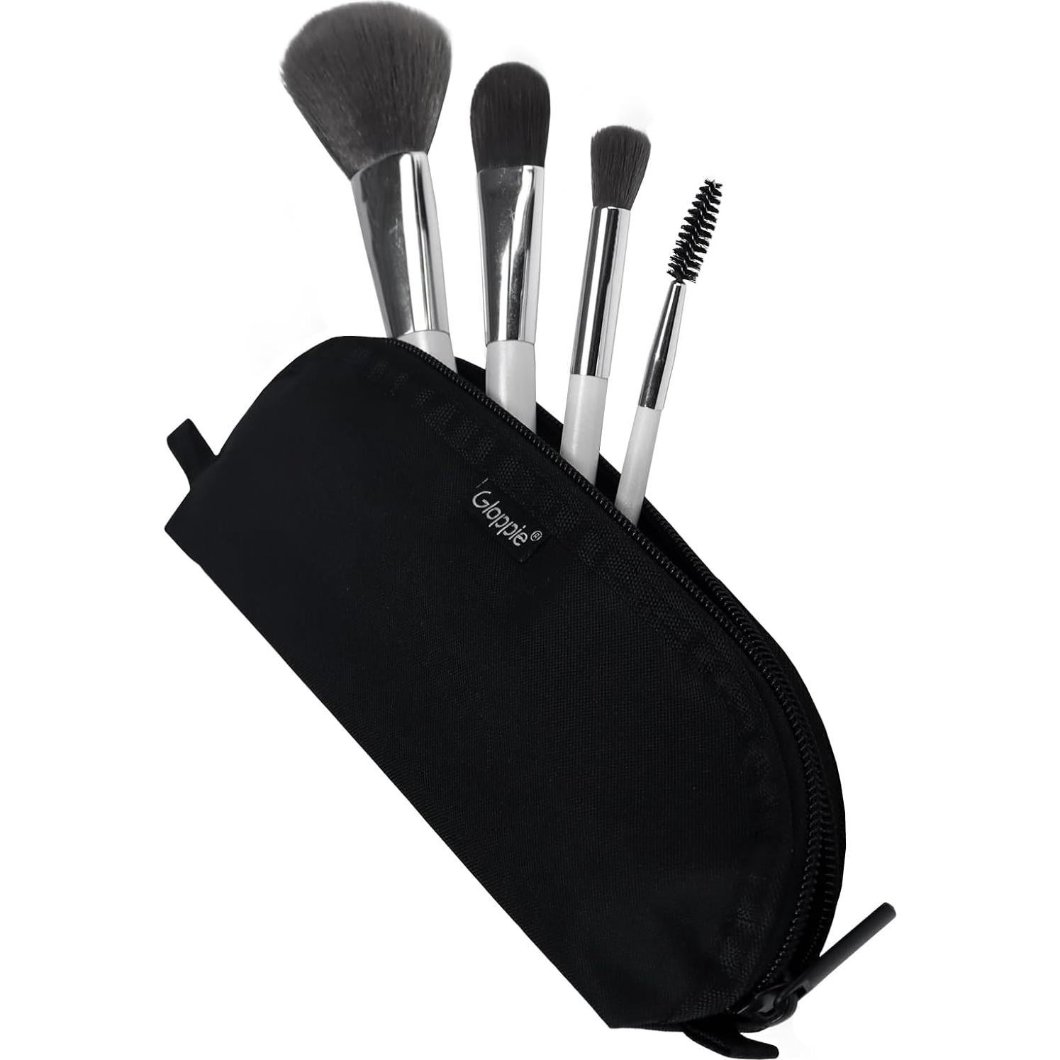 Soporte de Brochas de Maquillaje Gloppie Negro - Estuche Portátil para 10 Brochas