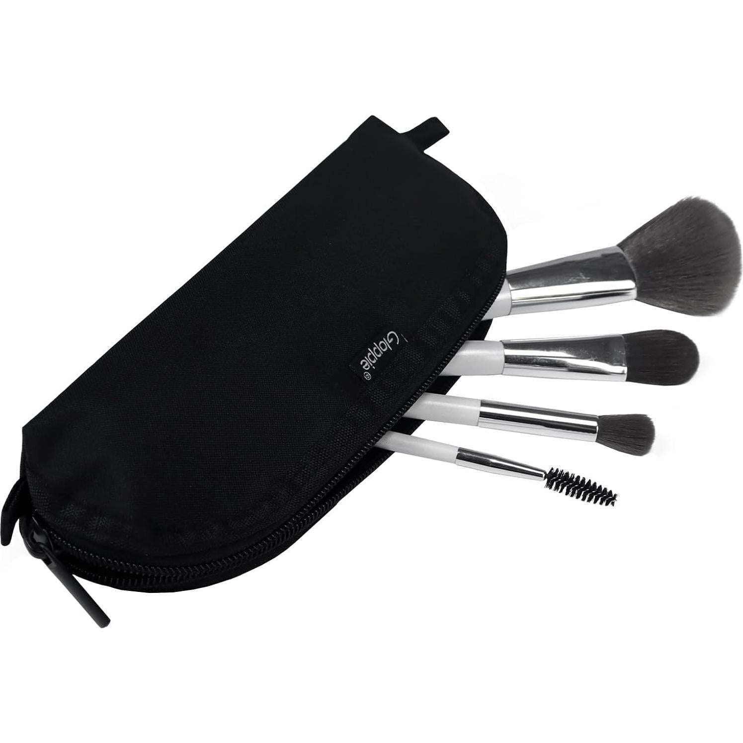 Soporte de Brochas de Maquillaje Gloppie Negro - Estuche Portátil para 10 Brochas