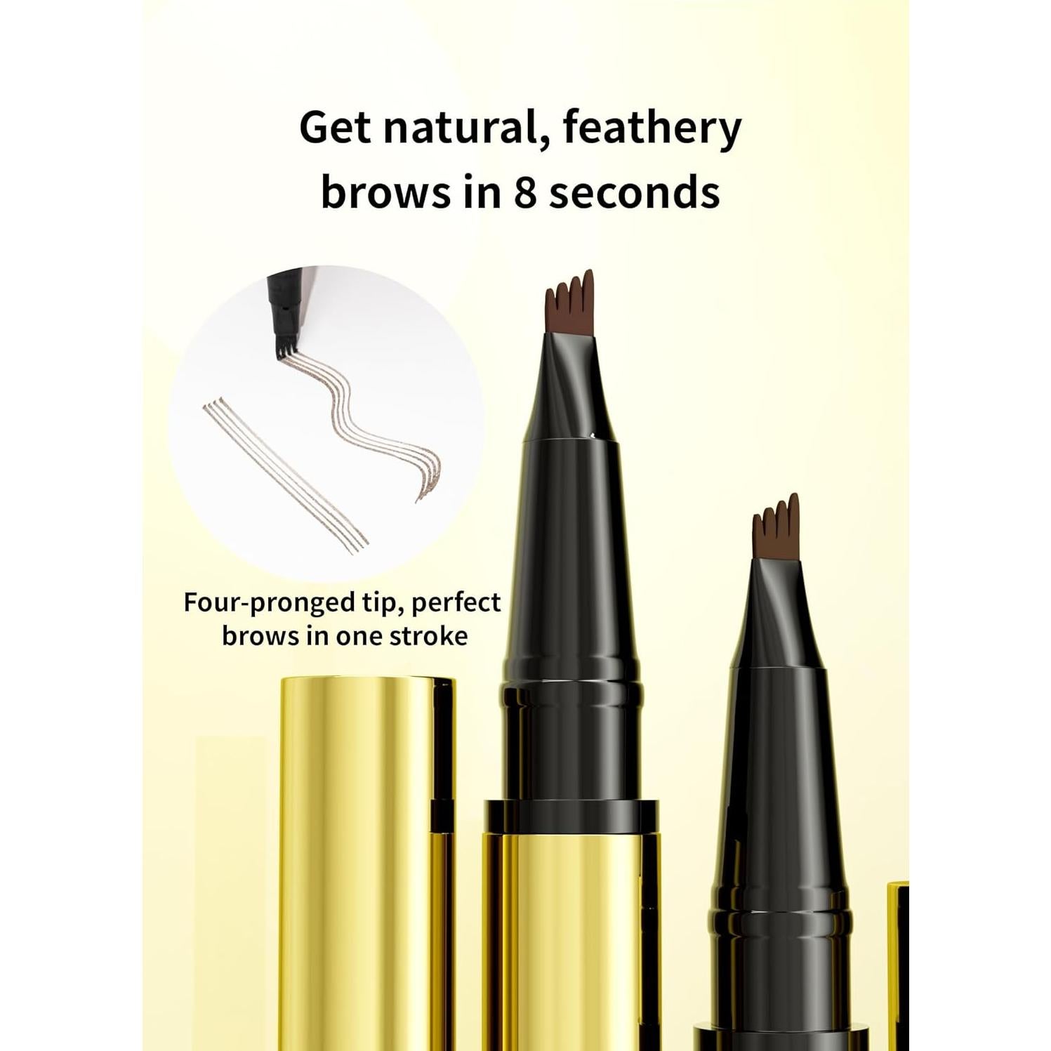 Lápiz de Cejas 2-en-1 W3W Negro Impermeable con Punta Precisa