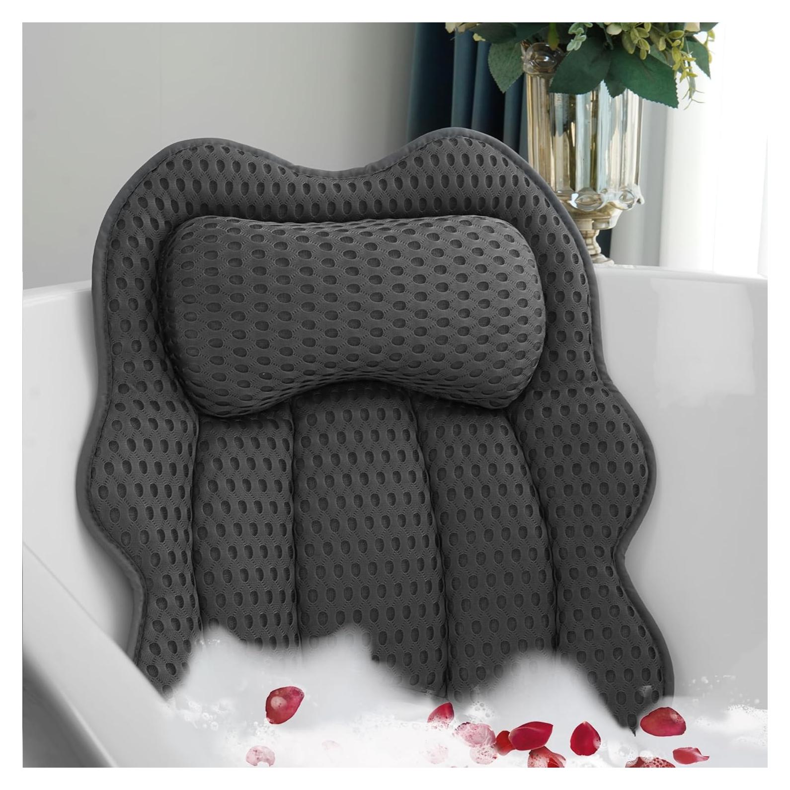 Almohada de Bañera Joeyset Gris, Malla de Aire 4D, Antideslizante