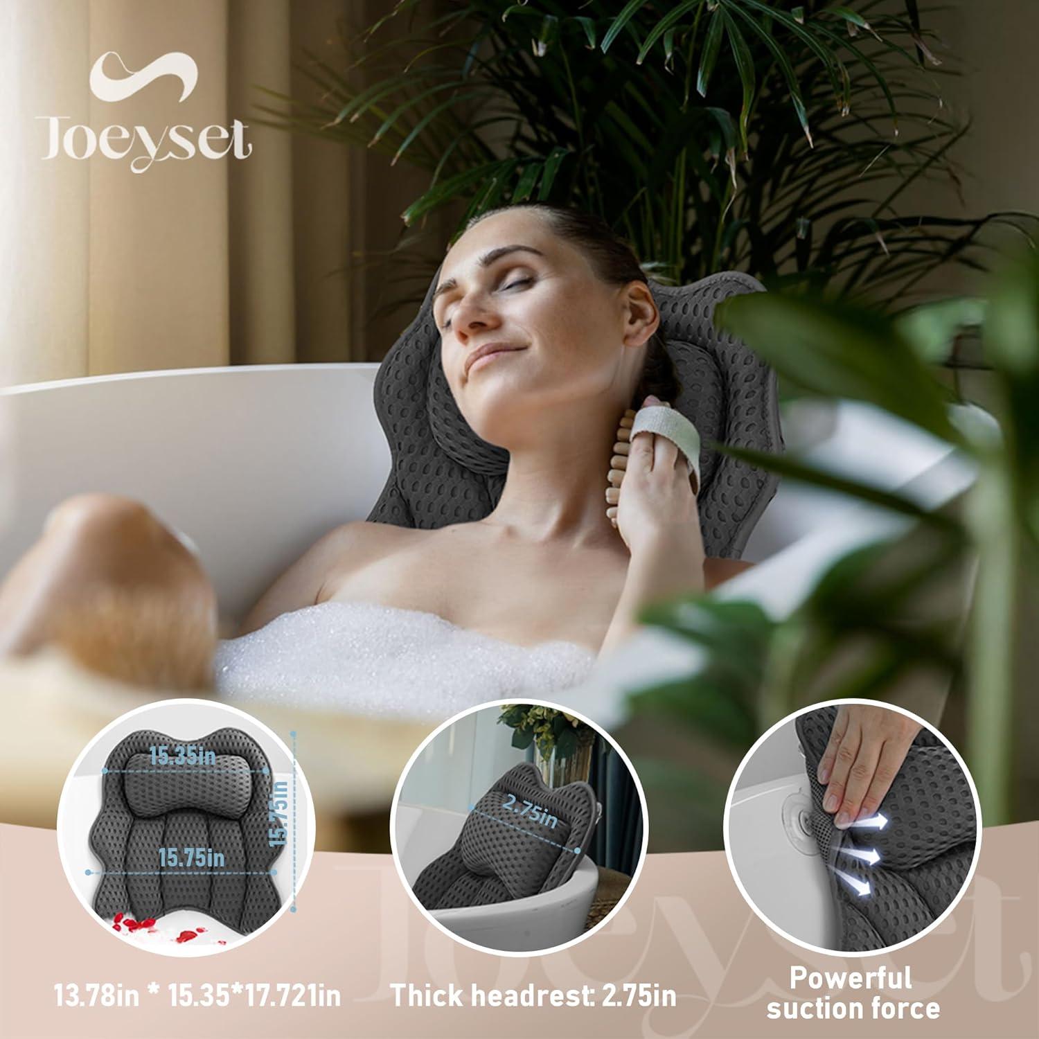 Almohada de Bañera Joeyset Gris, Malla de Aire 4D, Antideslizante