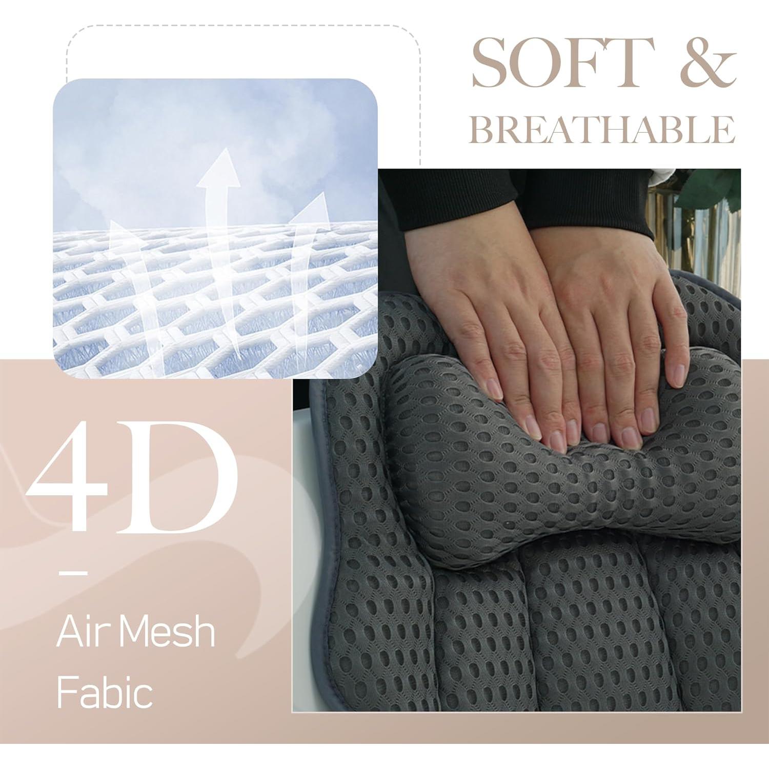 Almohada de Bañera Joeyset Gris, Malla de Aire 4D, Antideslizante