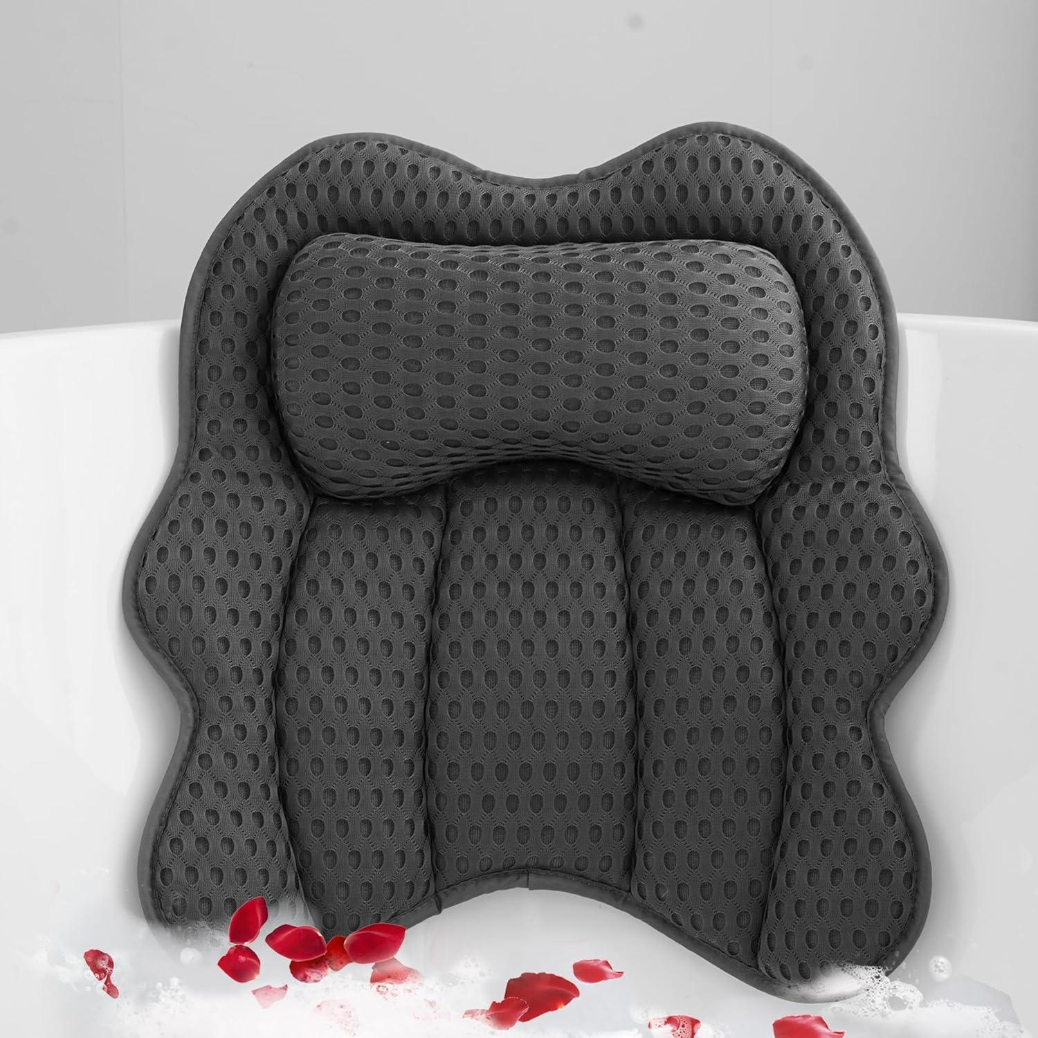 Almohada de Bañera Joeyset Gris, Malla de Aire 4D, Antideslizante