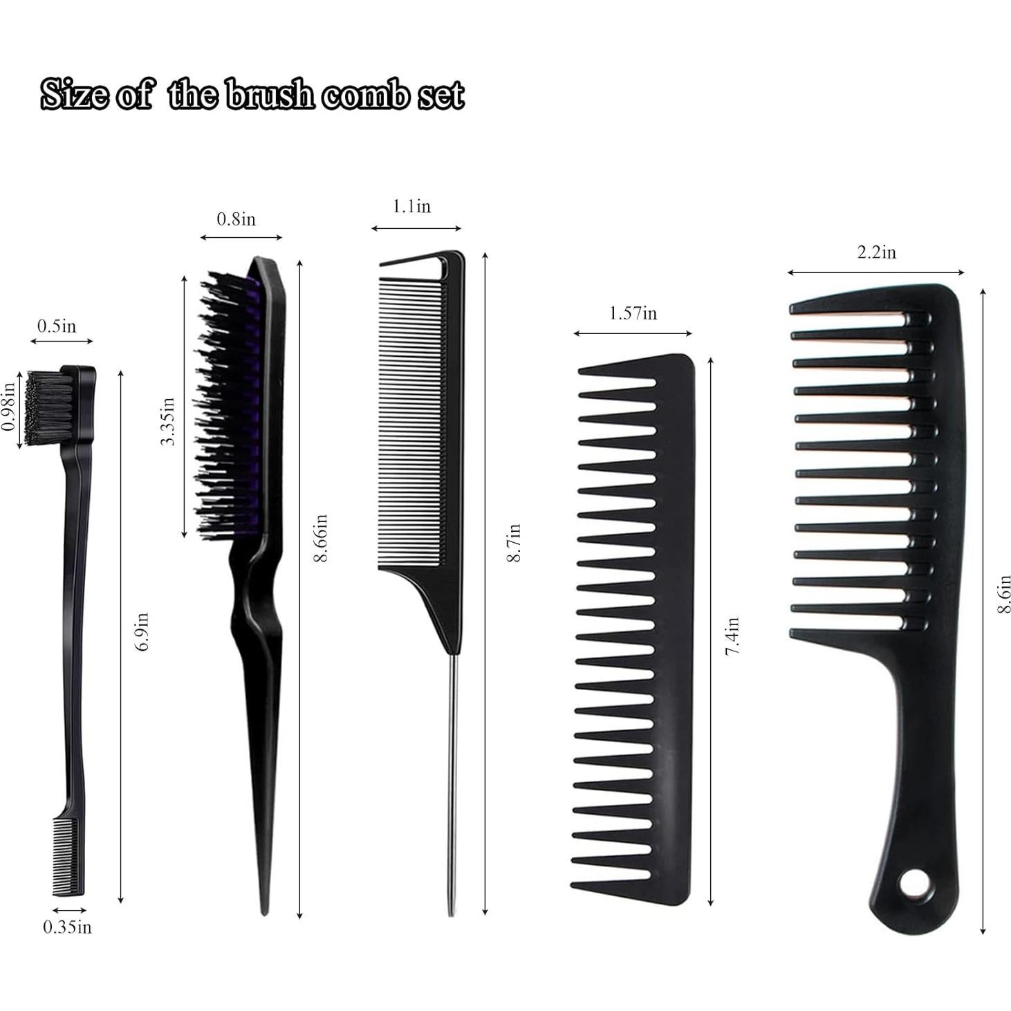 Juego de Peines y Clips para Peinar Cabello NEWAY 8 Piezas