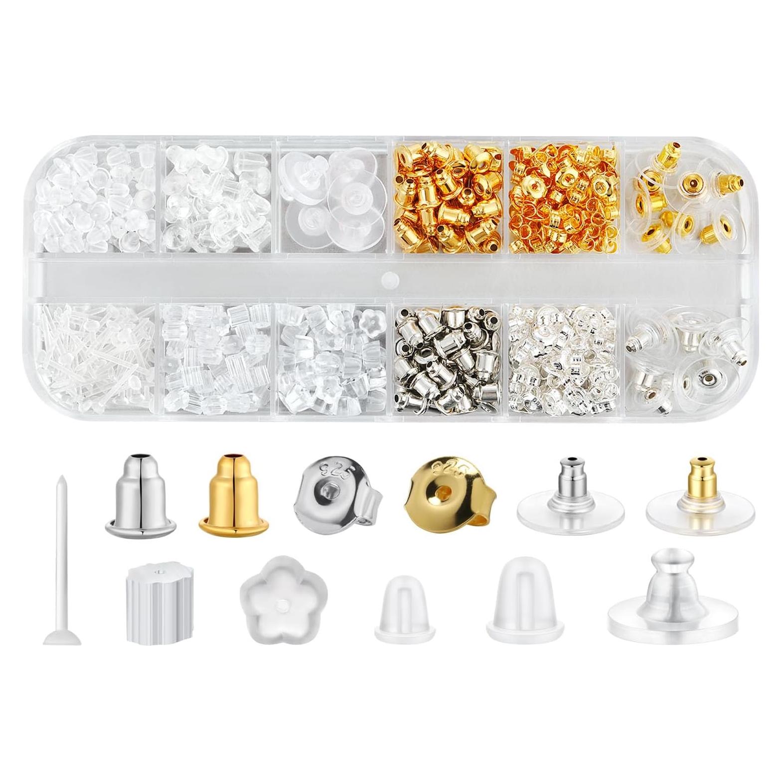 Respaldo de Pendientes Hazifes 600 Pcs 12 Estilos Silicona