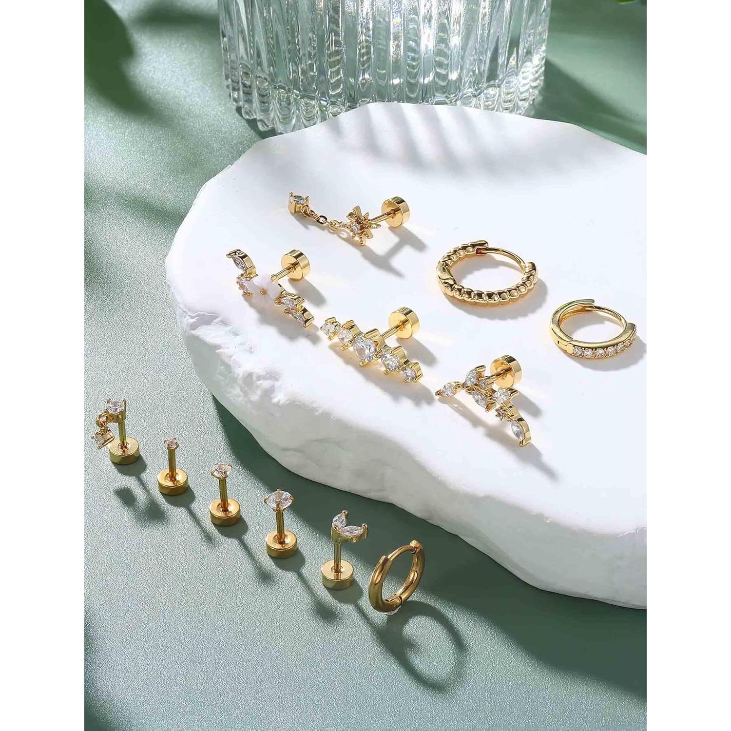 Pendientes de Cartílago Hipoalergénicos LOLIAS 16G Oro 14K