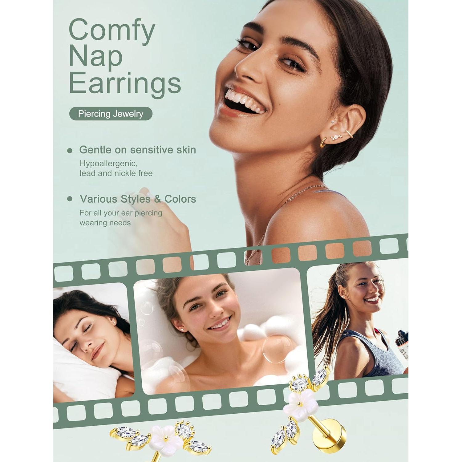 Pendientes de Cartílago Hipoalergénicos LOLIAS 16G Oro 14K