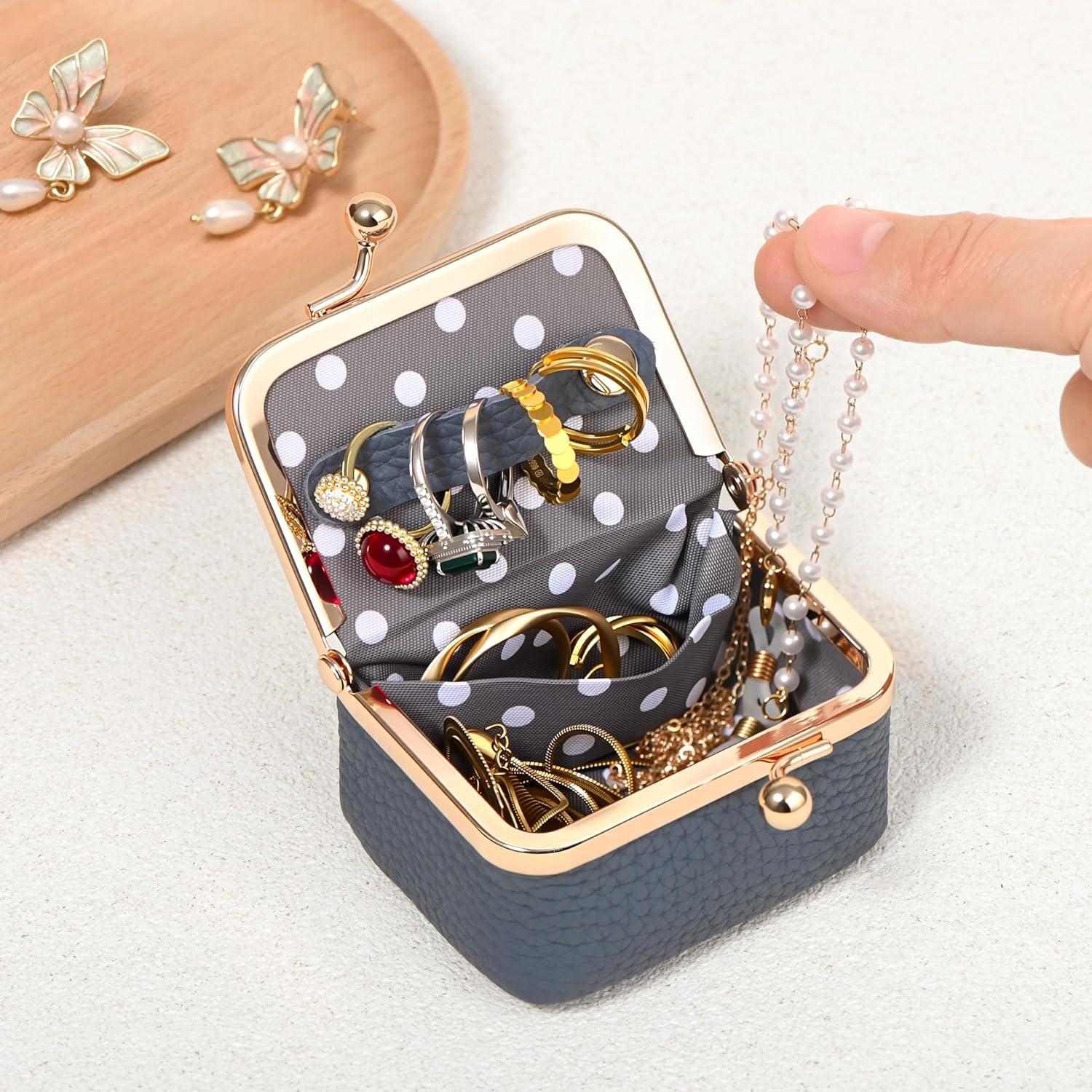 Estuche de Joyería Zivyes de Cuero Genuino Azul 7.6 cm