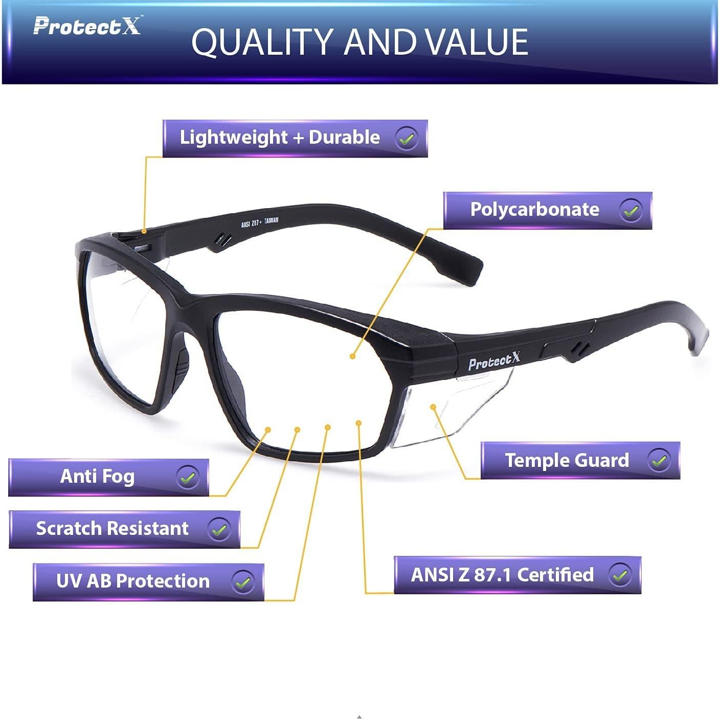 Gafas de Seguridad ProtectX Classic, Lentes Antivaho y UV