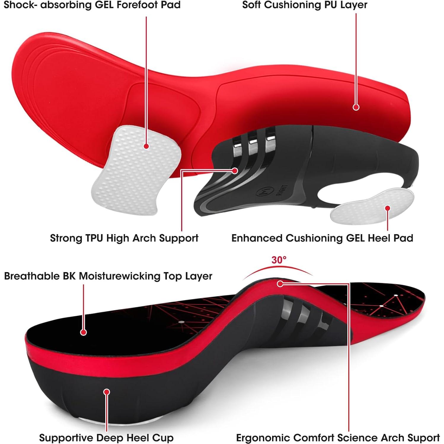 Plantillas Trooer para Fascitis Plantar Soporte Alto Negro XS