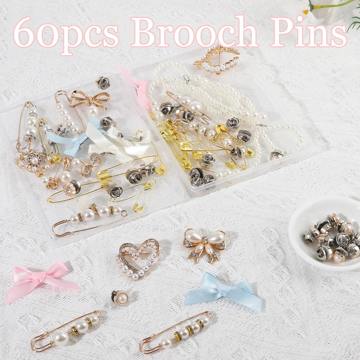 Kit de 60 Alfileres de Seguridad ELLEWIN con Charms Dorados