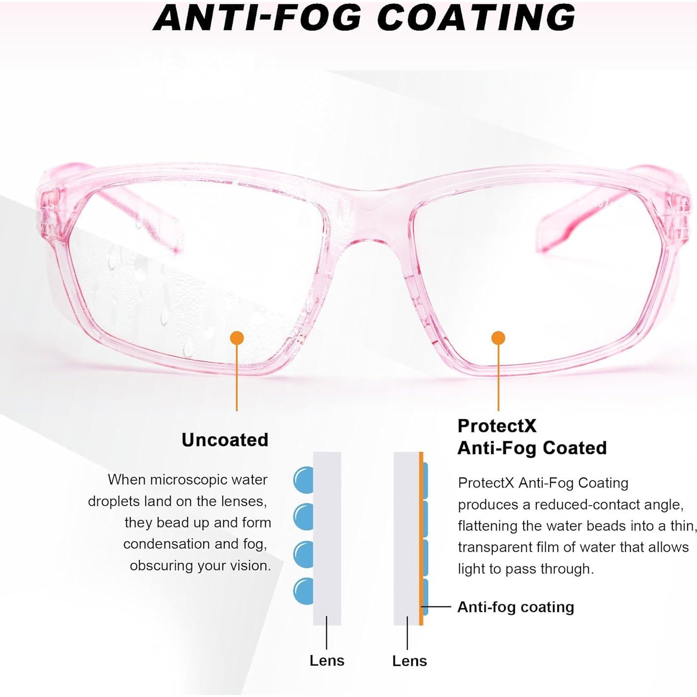 Gafas de Seguridad ProtectX Classic Rosa 1.5 Antivaho y Antirayones
