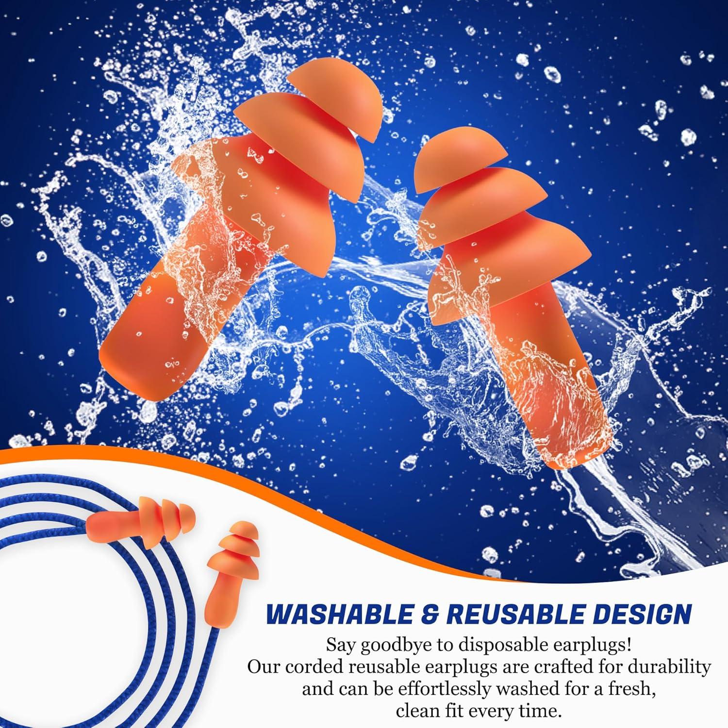 Tapones para Oídos Reutilizables 25dB con Cordón - 100 Pares