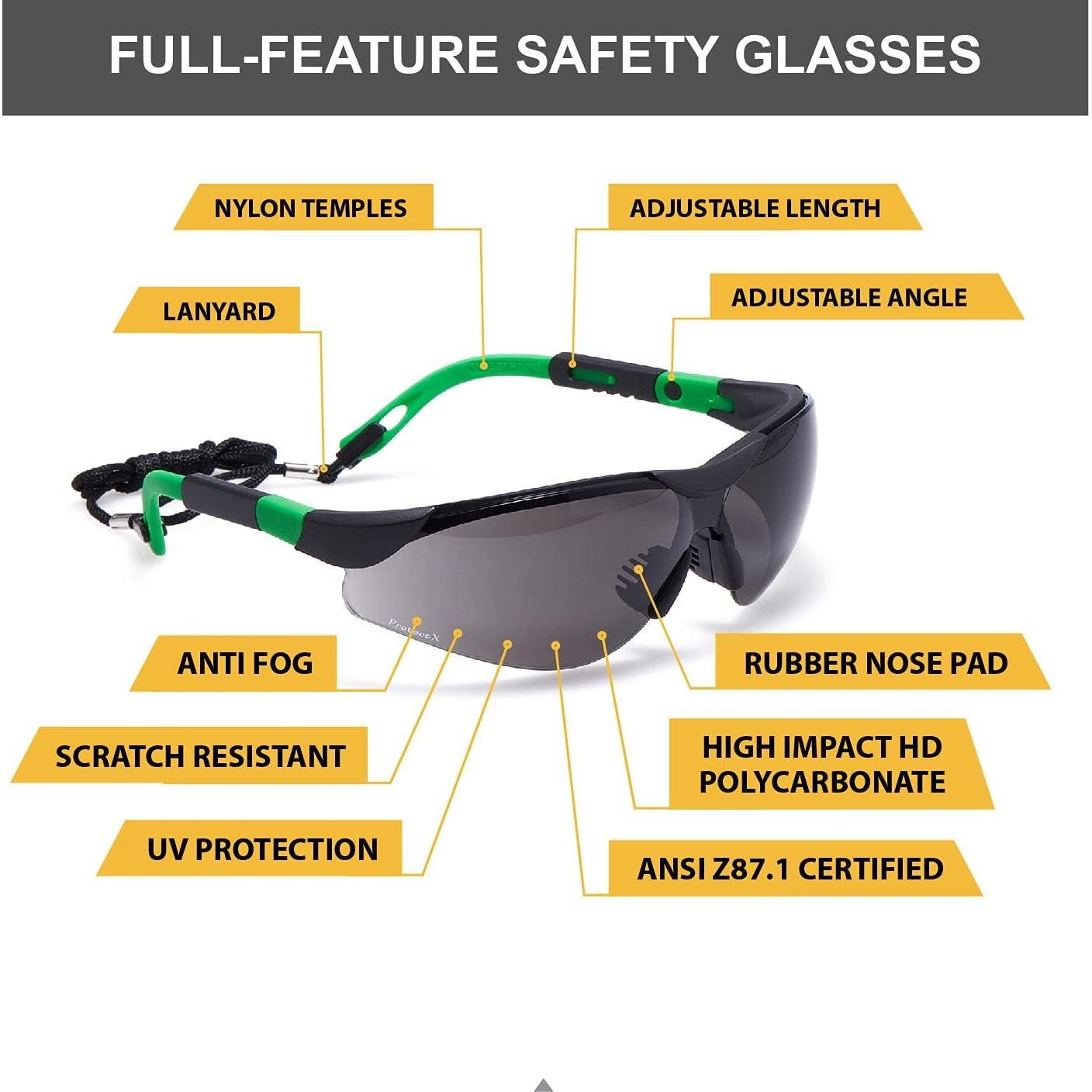 Gafas de Seguridad ProtectX Classic, Lentes Antivaho y UV