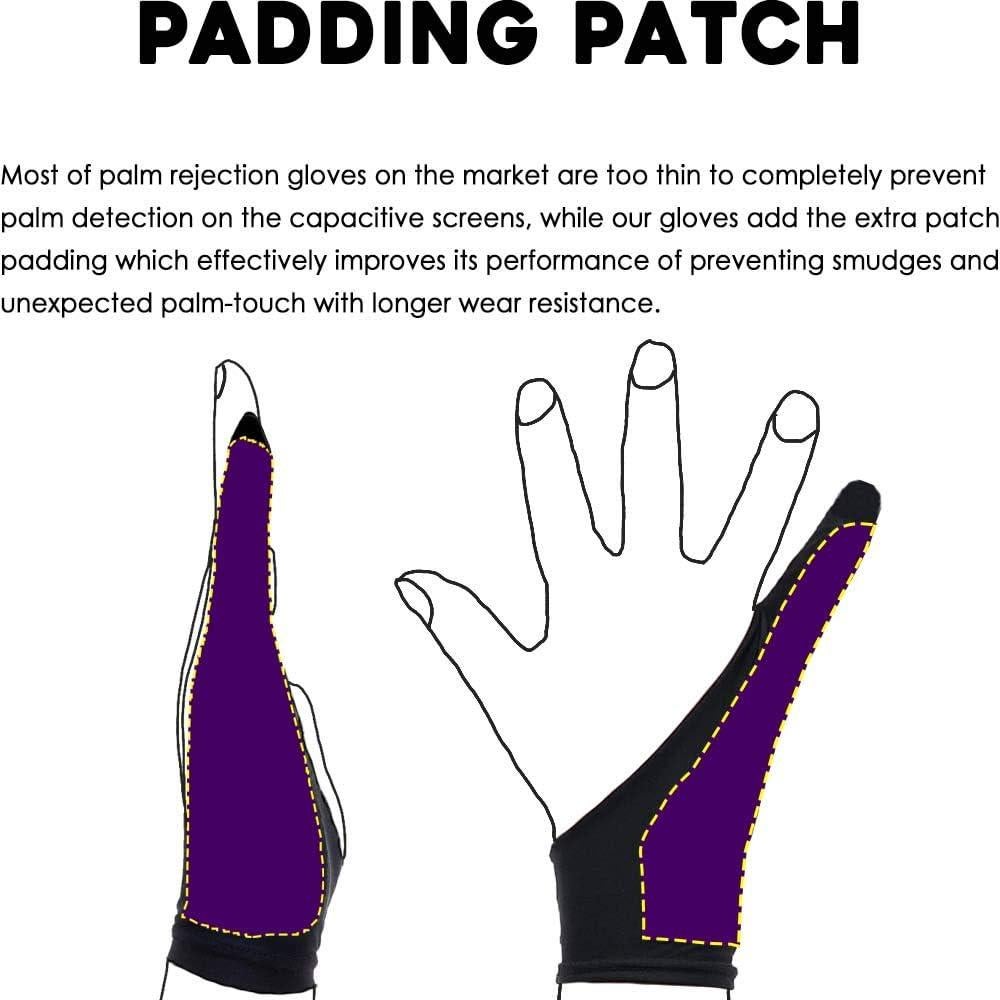 AKX Artist Glove XSmall - 2 Pack Palm Rejection Drawing Gloves for Graphic Tablet, iPad - Smudge Guard, Reduce Friction, 1-Finger, Elastic Lycra, Good for Left and Right Hand, Black | AK-01