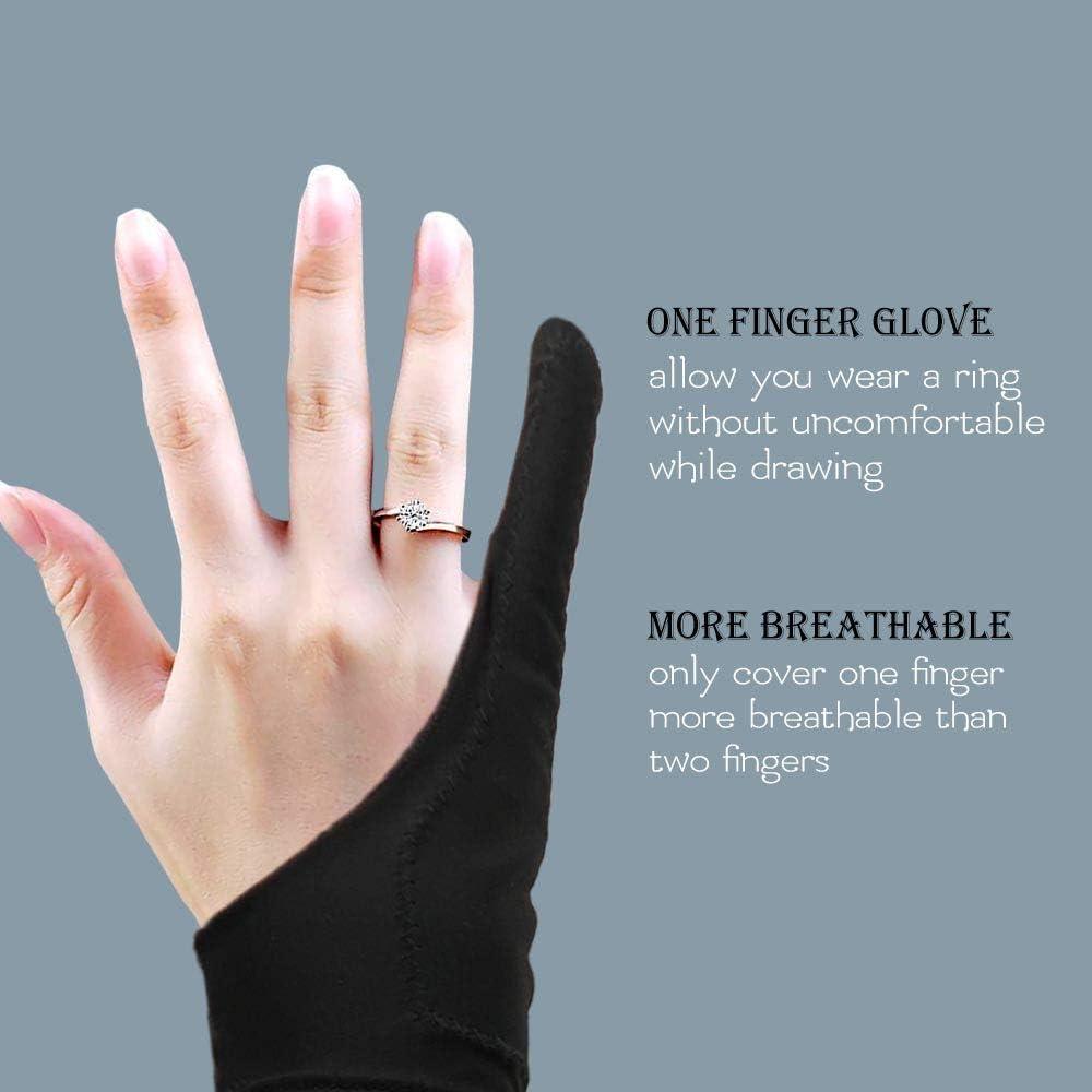 AKX Artist Glove XSmall - 2 Pack Palm Rejection Drawing Gloves for Graphic Tablet, iPad - Smudge Guard, Reduce Friction, 1-Finger, Elastic Lycra, Good for Left and Right Hand, Black | AK-01