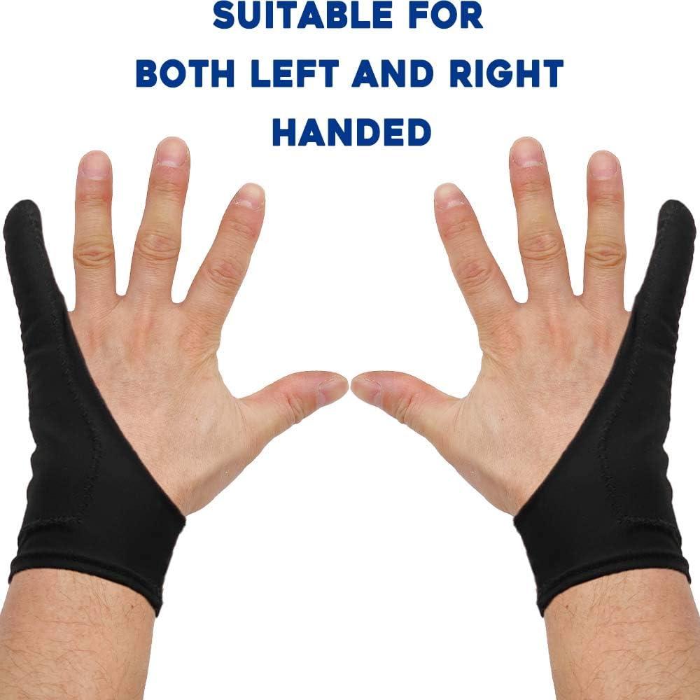 AKX Artist Glove XSmall - 2 Pack Palm Rejection Drawing Gloves for Graphic Tablet, iPad - Smudge Guard, Reduce Friction, 1-Finger, Elastic Lycra, Good for Left and Right Hand, Black | AK-01