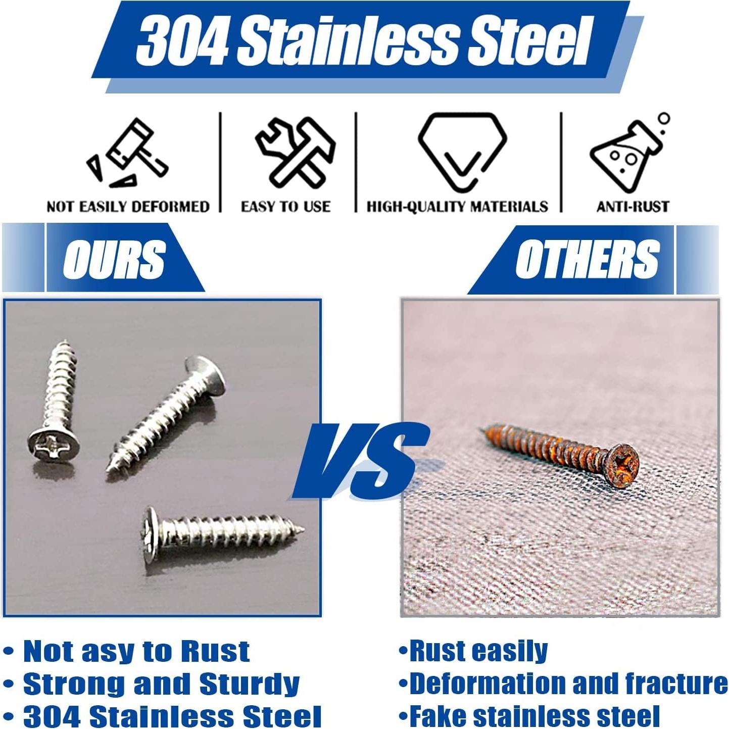 Tornillos de Madera LERNOU M3x12mm Acero Inoxidable 100Pcs