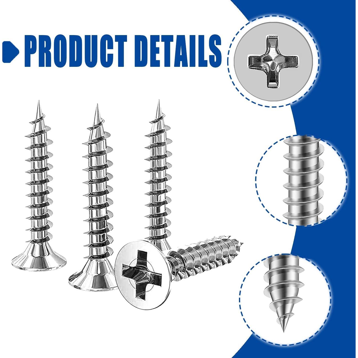 Tornillos de Madera LERNOU M3x12mm Acero Inoxidable 100Pcs