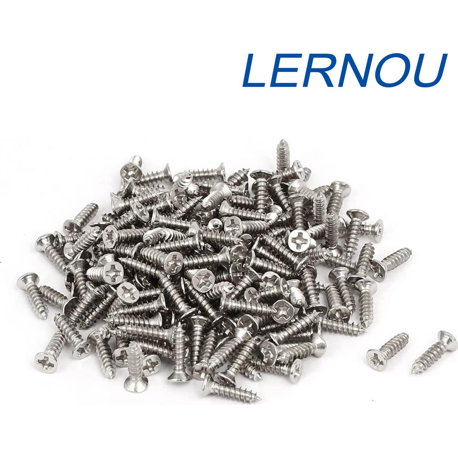 Tornillos de Madera LERNOU M3x12mm Acero Inoxidable 100Pcs