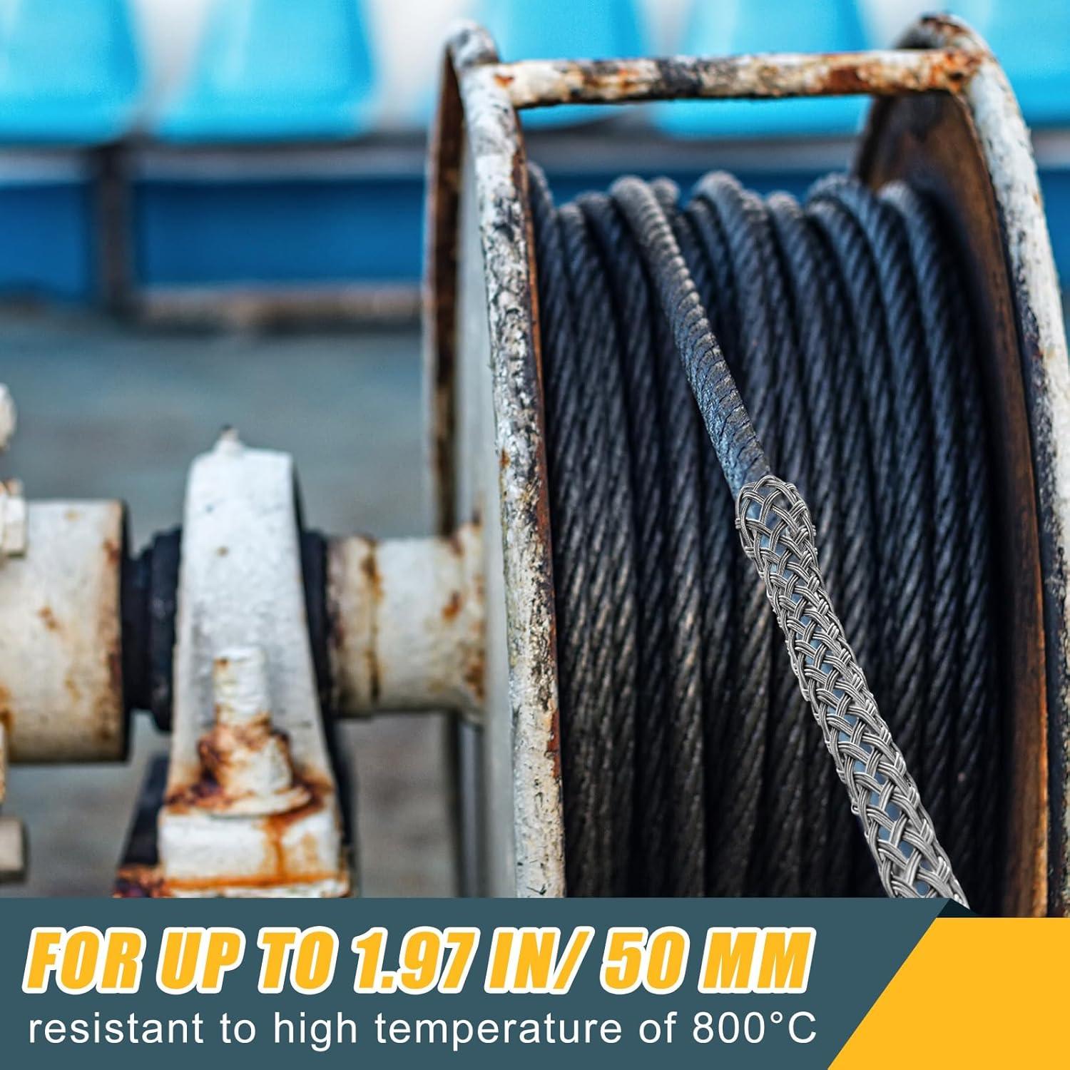 Gisafai 2 Pcs Agarre de Cable de Malla 37-50 mm Acero Inoxidable