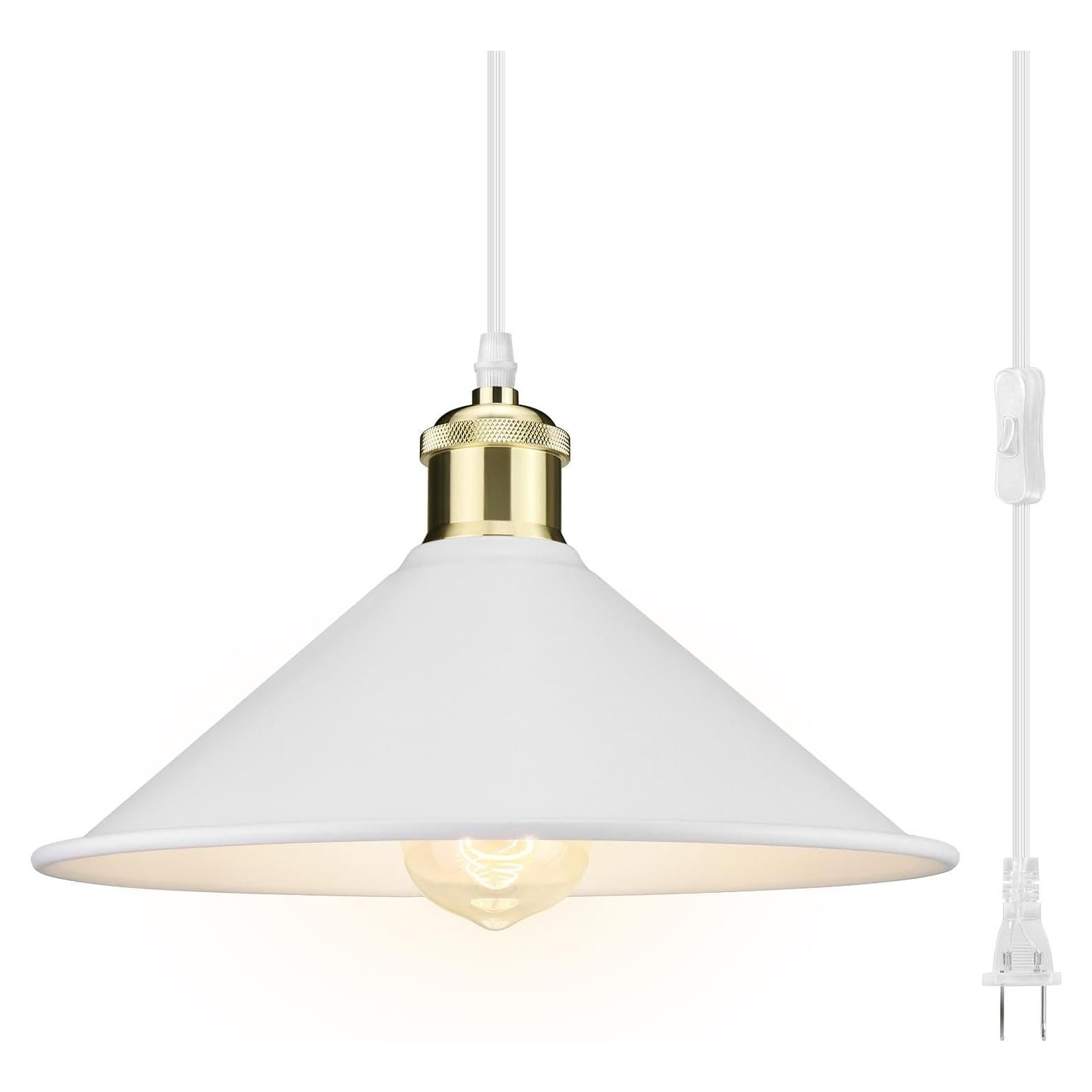 Luz Colgante Blanca Grande LYOOWNG con Enchufe 3.96m