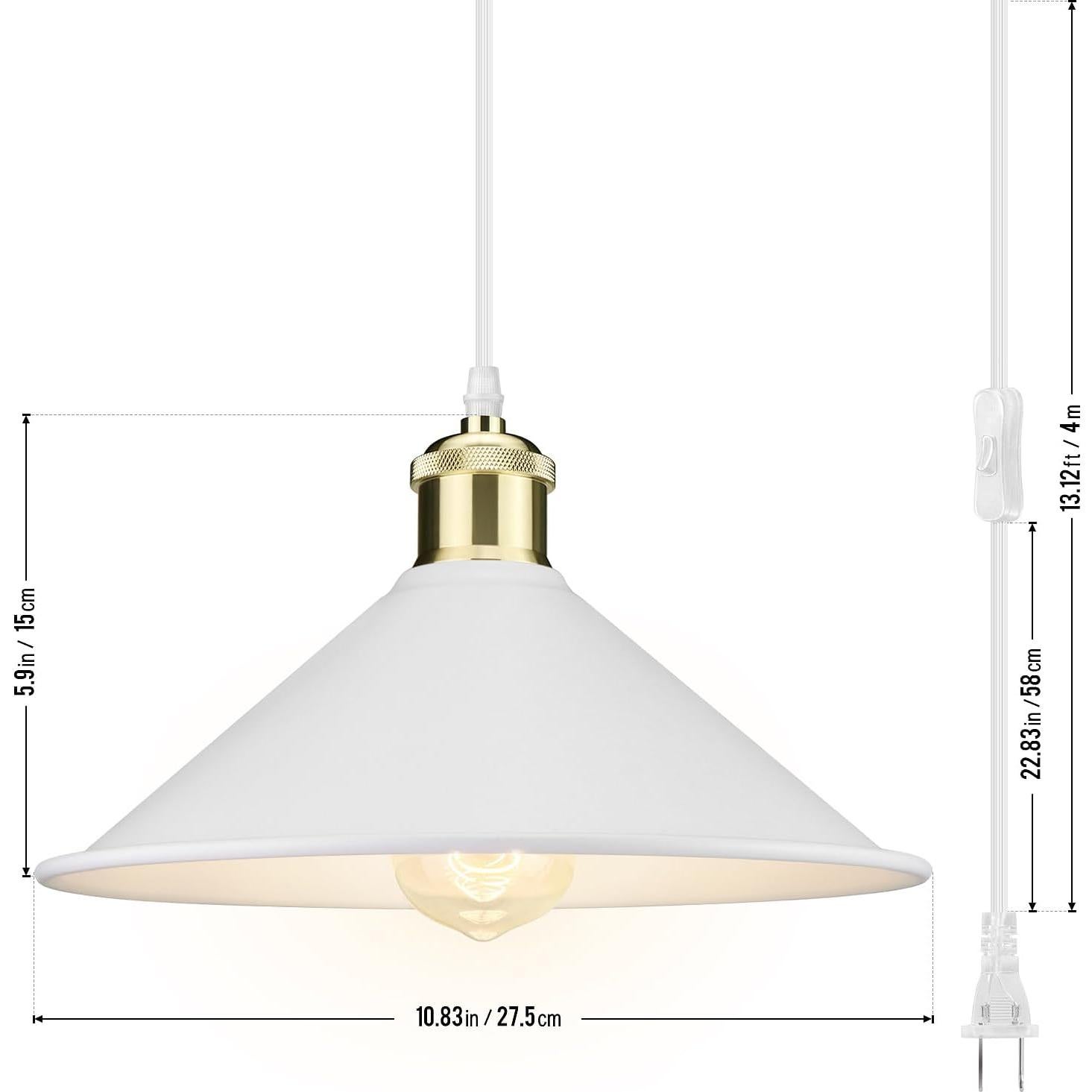 Luz Colgante Blanca Grande LYOOWNG con Enchufe 3.96m